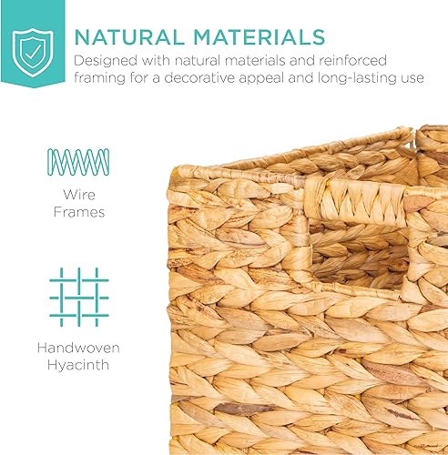 Miniatura 4 de Best Choice Products Cestas de jacinto de 10.5 x 10.5 pulgadas, juego rústico de 5 organizadores de almacenamiento plegables multiusos, bolsas de