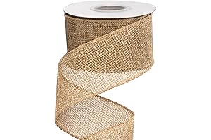 Ribbli Burlap Wired Ribbon Enhances Wreaths with Natural Charm (2-1/2 Inch x 10 Yards)