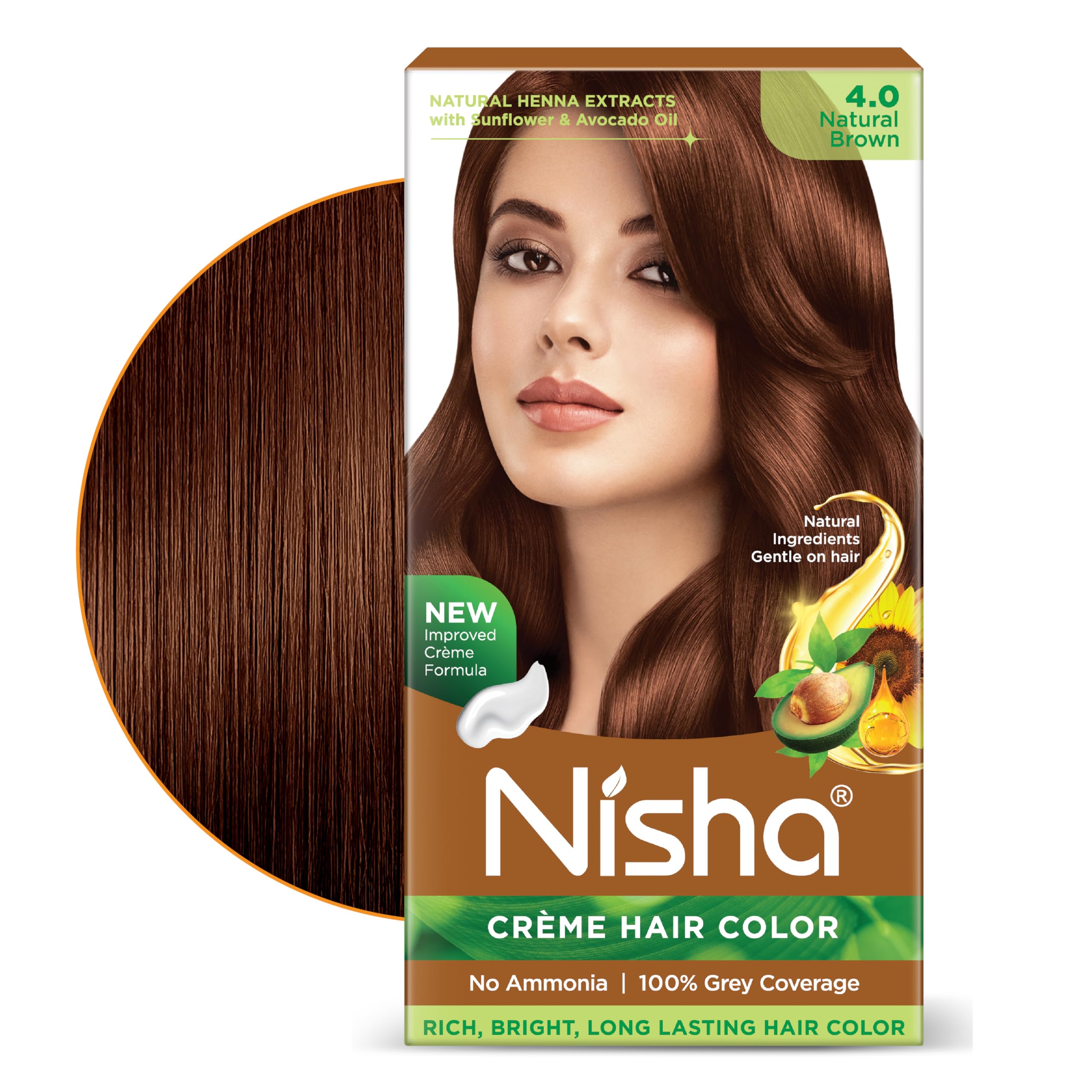 Nisha Creme Hair Color for Women - Natural Brown, 60g+60ml, Long-lasting, 100% Grey Coverage Permanent Hair Colour for Soft, Shiny, Healthy Hair-image-31