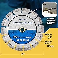 Vista 3 de Hoja de sierra de diamante segmentada de 7 pulgadas para hormigón, ladrillo, bloque y mampostería, altura de segmento de 10 mm, buje de 7/8 pulgadas
