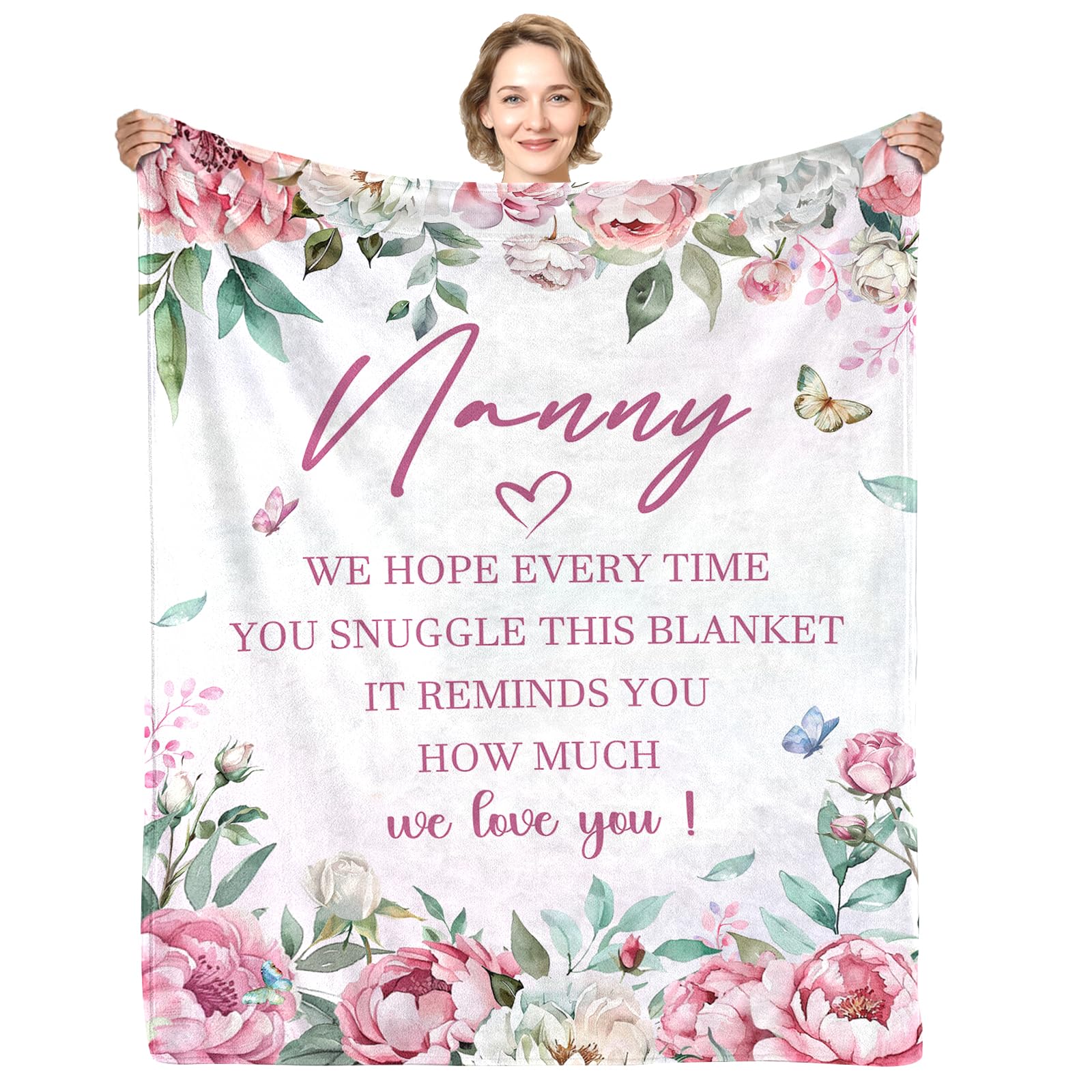 Yasrlvun Nanny Gifts from Grandchild, Nanny Birthday Gift 50x60 Inch Nannie Blanket Christmas Mothers Day Throw Blankets Present for Nannie