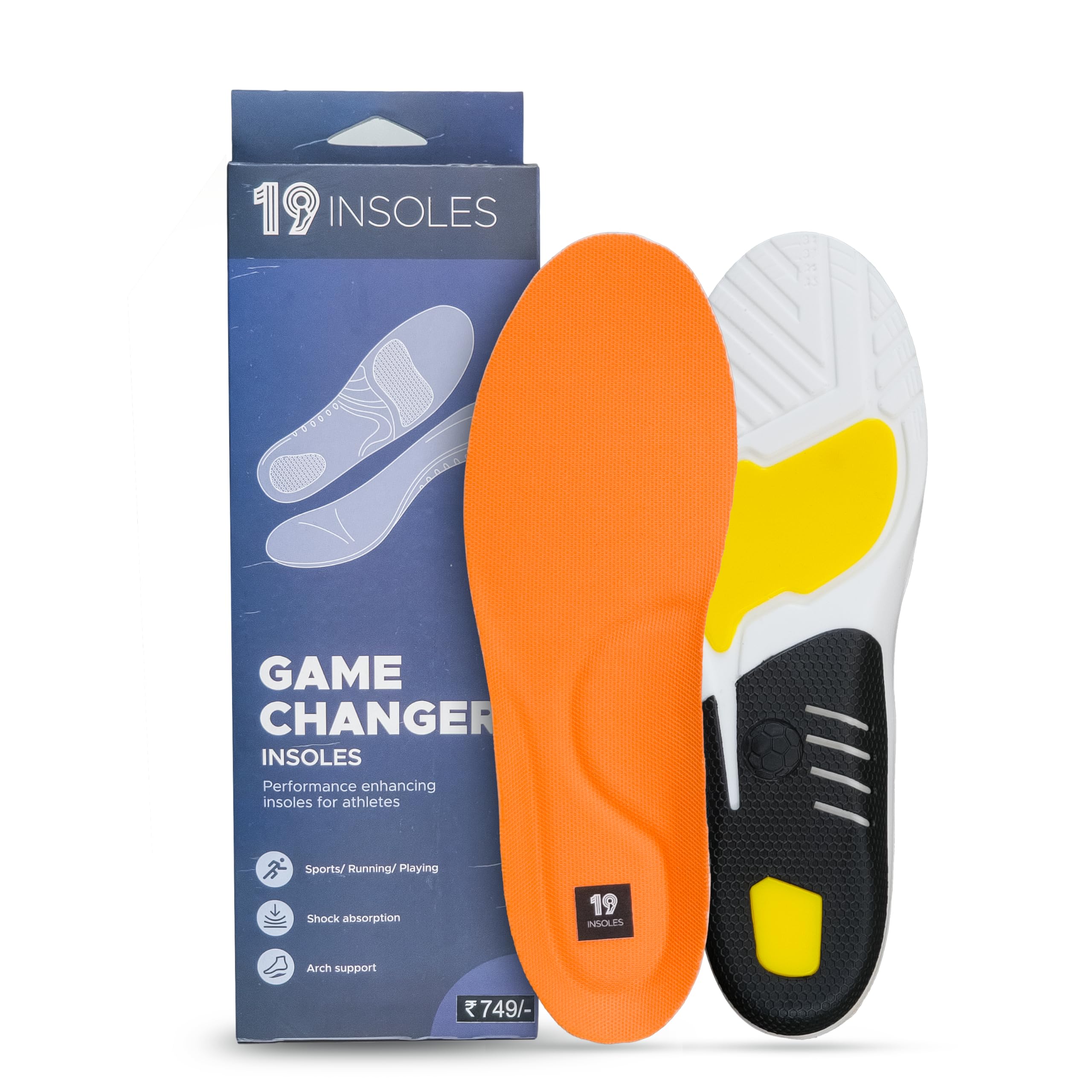 19 INSOLES - Ultra Comfortable Game Changer Insole for Football | Shock Abososrption Insole. (UK 7/8/9/10) - Pack Of 2 (B0B1ZP28HN) Amazon Price History, Amazon Price Tracker
