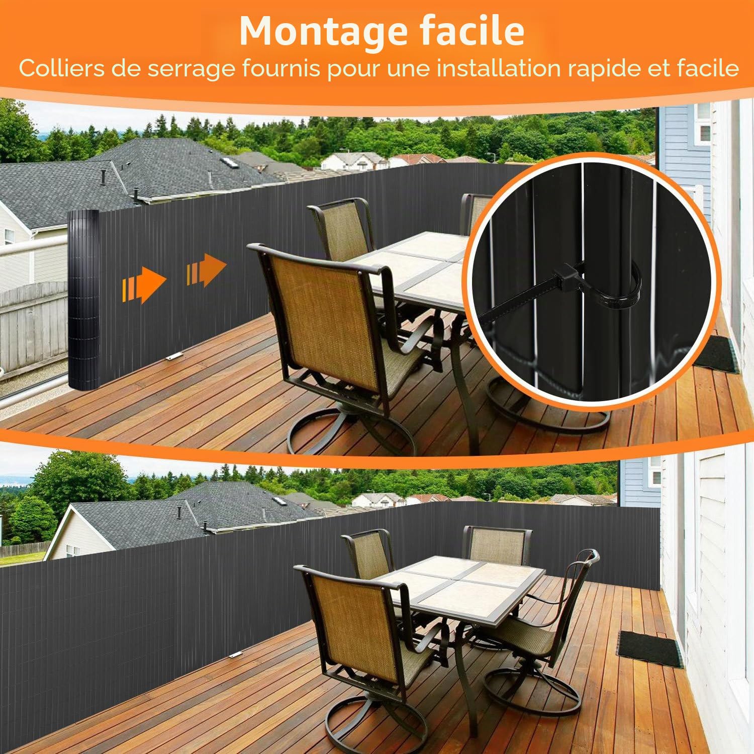 Eulenke Canisse en PVC Brise Vue 140 x 300 cm, Trois Renforts nervurés, clôture d'intimité avec Serre-câbles, Lattes intérieures renforcées, Brise-Vue pour Balcon, clôture, Jardin, Anthracite