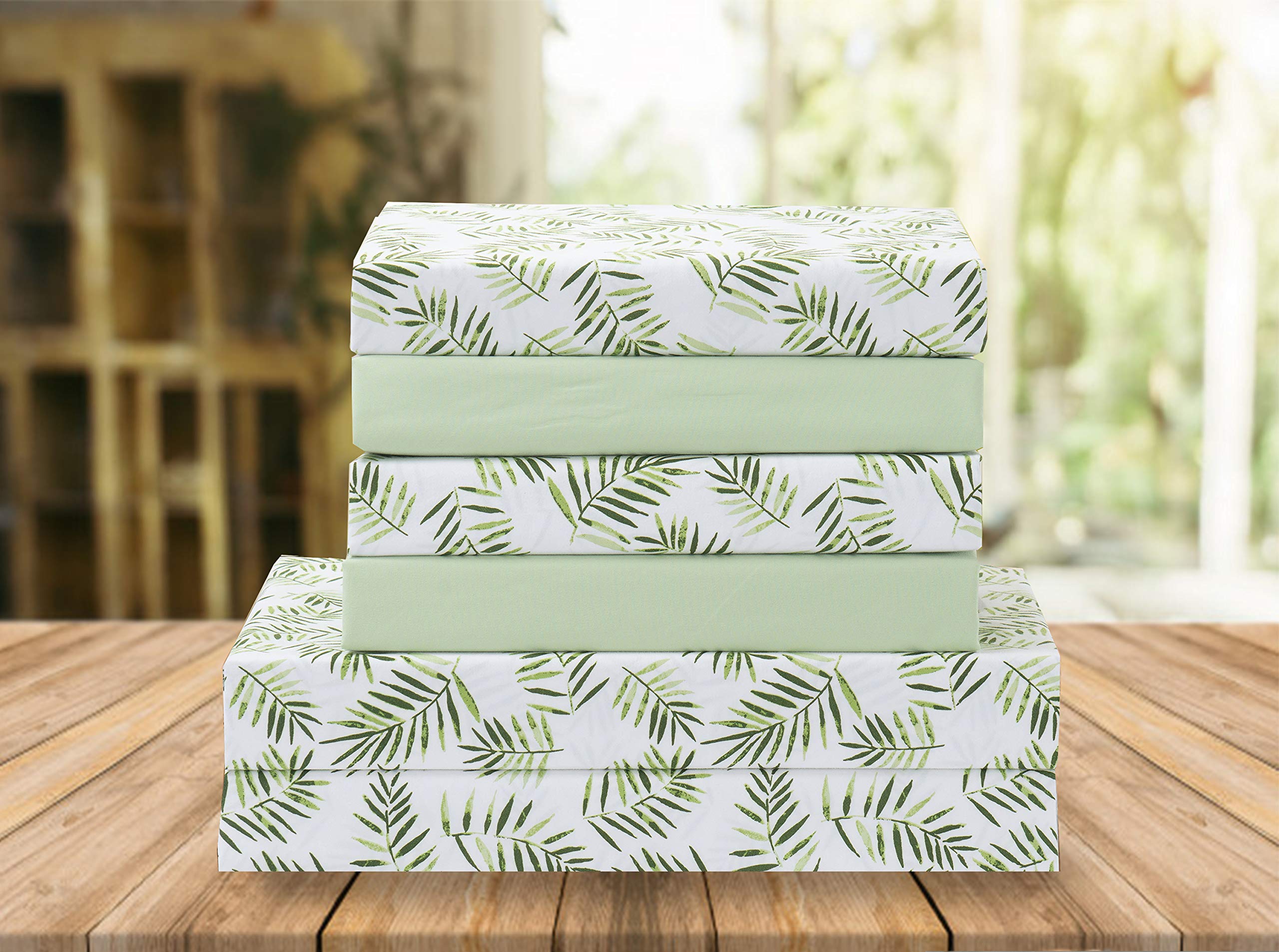 Elegant Comfort Luxury Soft Bed Sheets Palm Leaves Pattern - 1500 Premium Hotel Quality Microfiber Softness Wrinkle and