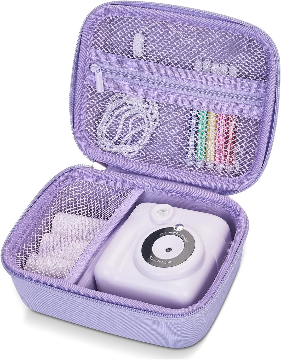 Camera Case Compatible for ESOXOFFORE/Upgrade/Dylanto/Yehtta/HiMont/CAMCLID Kids Instant Print Camera Toy,Portable Digital Camera Storage Holder Organizer Bag (Case Only) - Purple