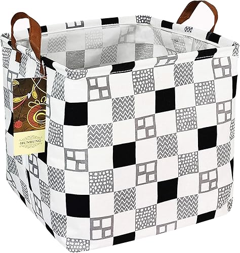 HUNRUNG Contenedores cuadrados de almacenamiento para guardería, cesta de lona plegable con cajas impermeables para guardería para