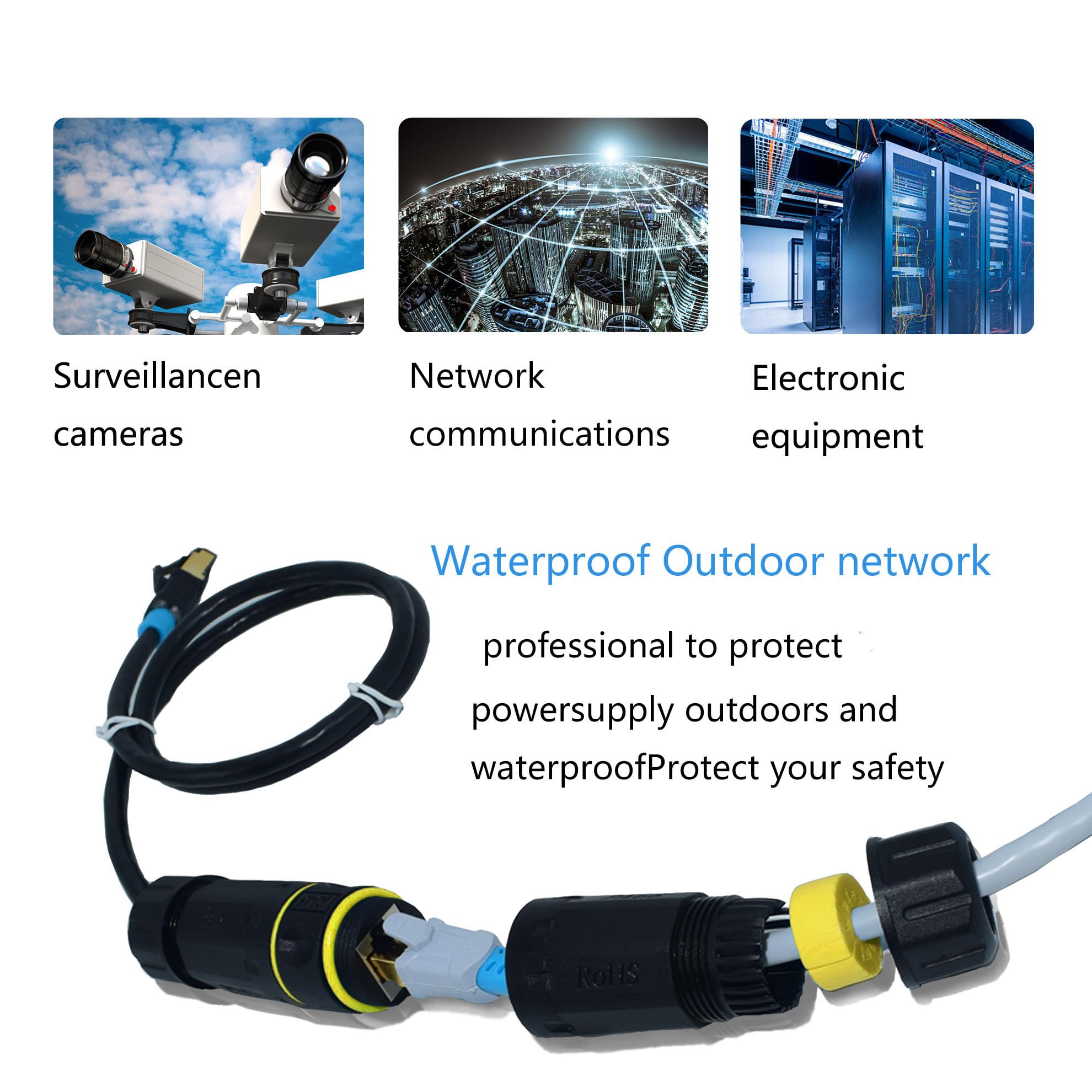 Coupleur RJ45 étanche IP68, coupleur Ethernet en cuivre pur blindé, connecteur LAN extérieur étanche IP68 pour câble Ethernet Starlink/Cat5/Cat6/Cat6A/Cat7 (3 pièces femelles)