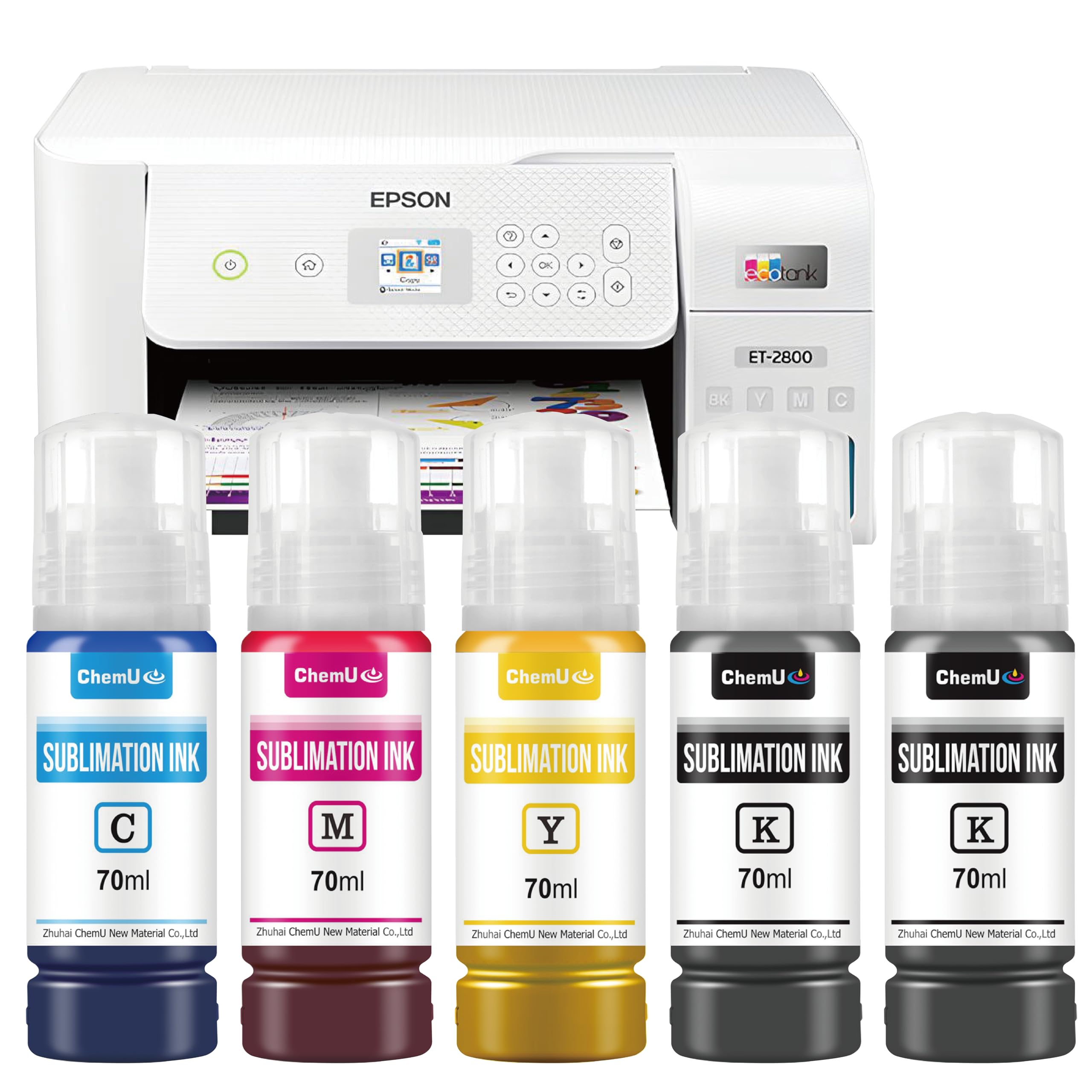 Sublimation Ink Compatible with EcoTank ET-2800 ET-2803 ET-2850 ET-4800 ET-15000 ET2720 ET2750 ET2760 Heat Press Transfer for Mugs T-Shirts Sublimation Blanks