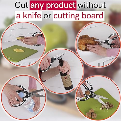 Miniatura 4 de Tijeras de cocina Samdone multifunción, muy afiladas, para pollo, aves de corral, pescado, carne, verdura, hierbas, etc., color negro