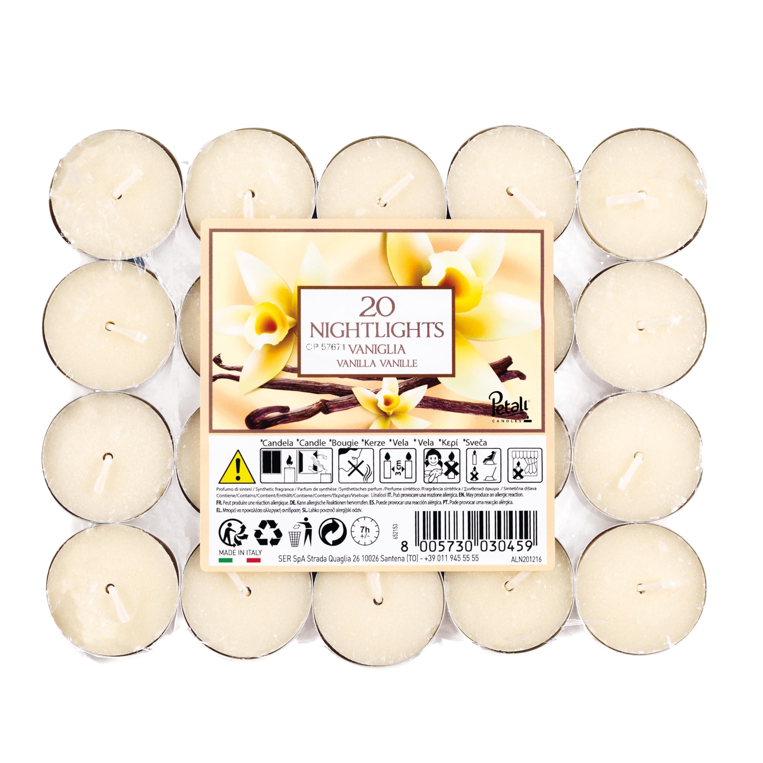 Price's Candles Aladino Scented Nightlights Tea Candles - Pack of 20 - Vanilla