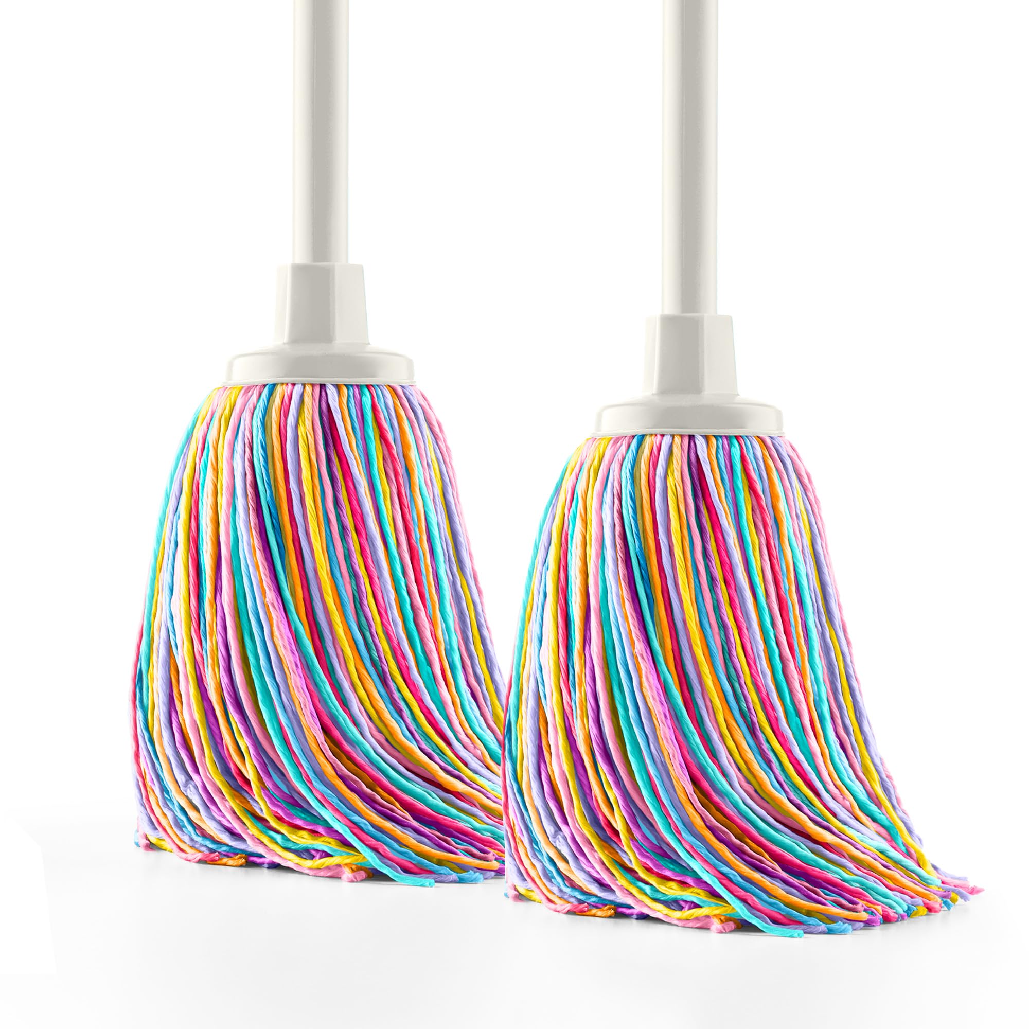 Happy Rainbow – Pack of 2 Super Absorbent Recycled Microfiber Mops with Universal Thread Extra Large Head 22 cm Sustainable and Resistant for Cleaning Floors and Home