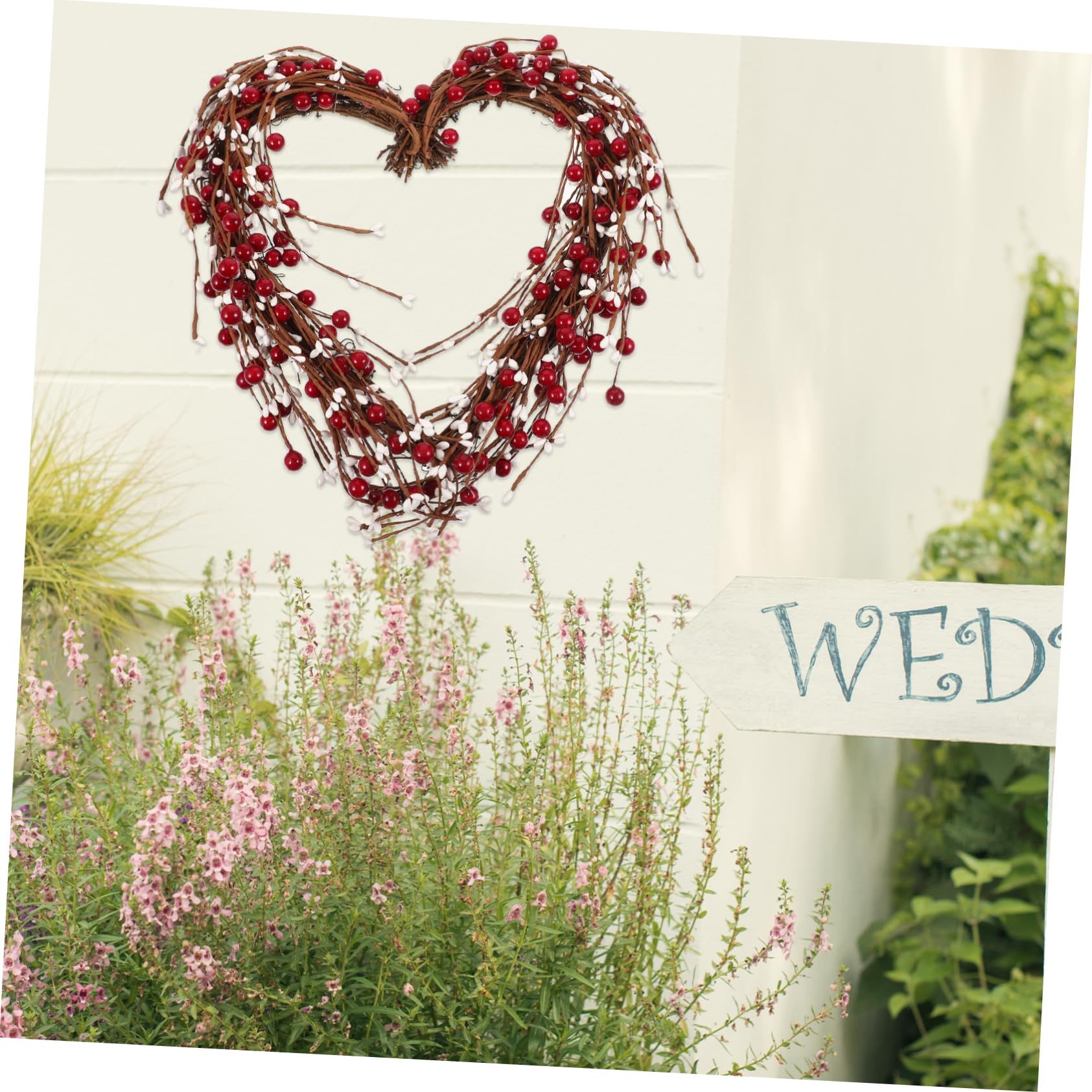 NUOBESTY para Puerta de Entrada Decorativa con Forma de Corazón de Falsas Rojas Y Blancas Decoración Colgante para Fiestas