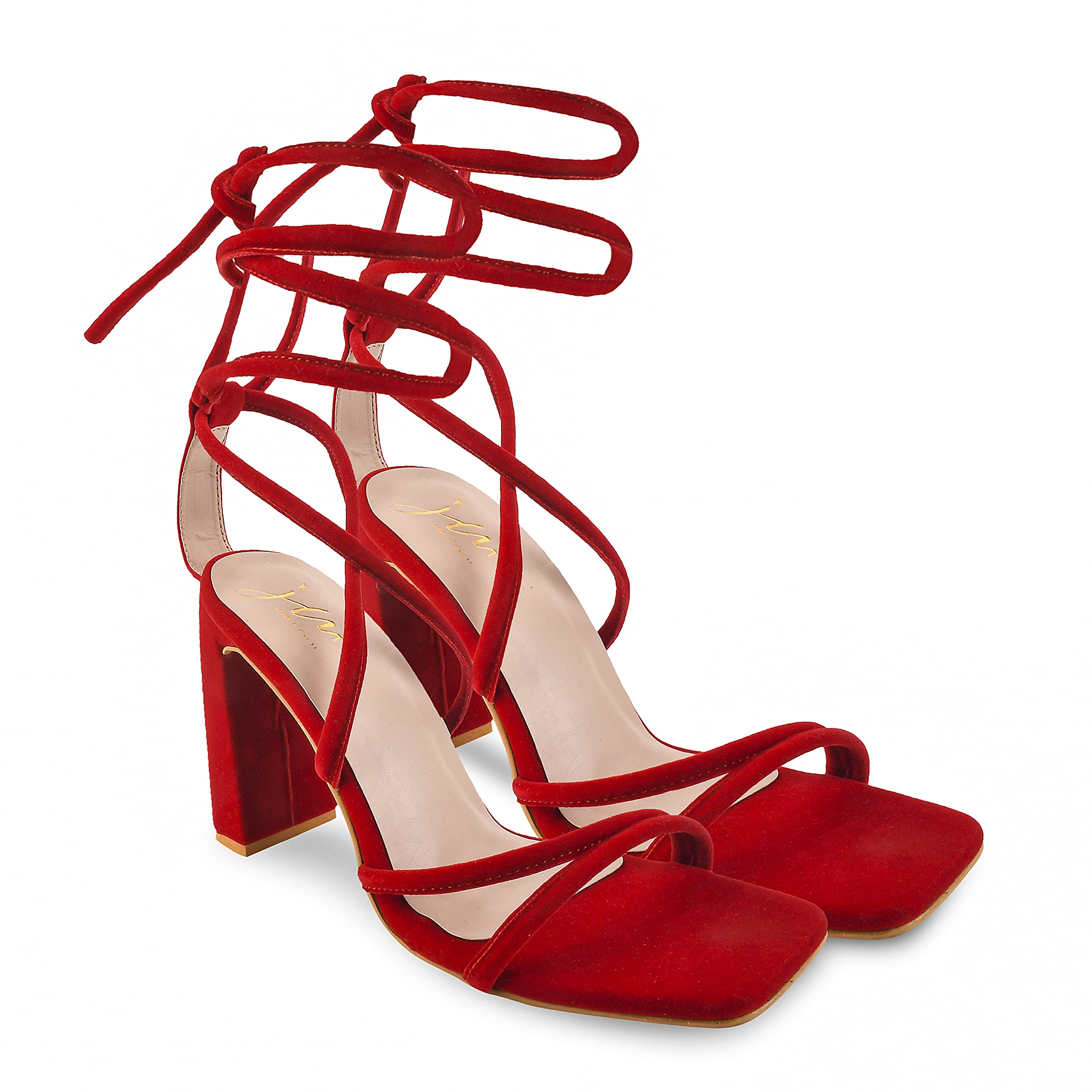 JM LOOKS Fashion Solid Comfortable Sole Lace-Up Slim Heel Sandals For Womens & Girls GTM-1-Red-41-X (B0C4Y5JDKQ) Amazon Price History, Amazon Price Tracker