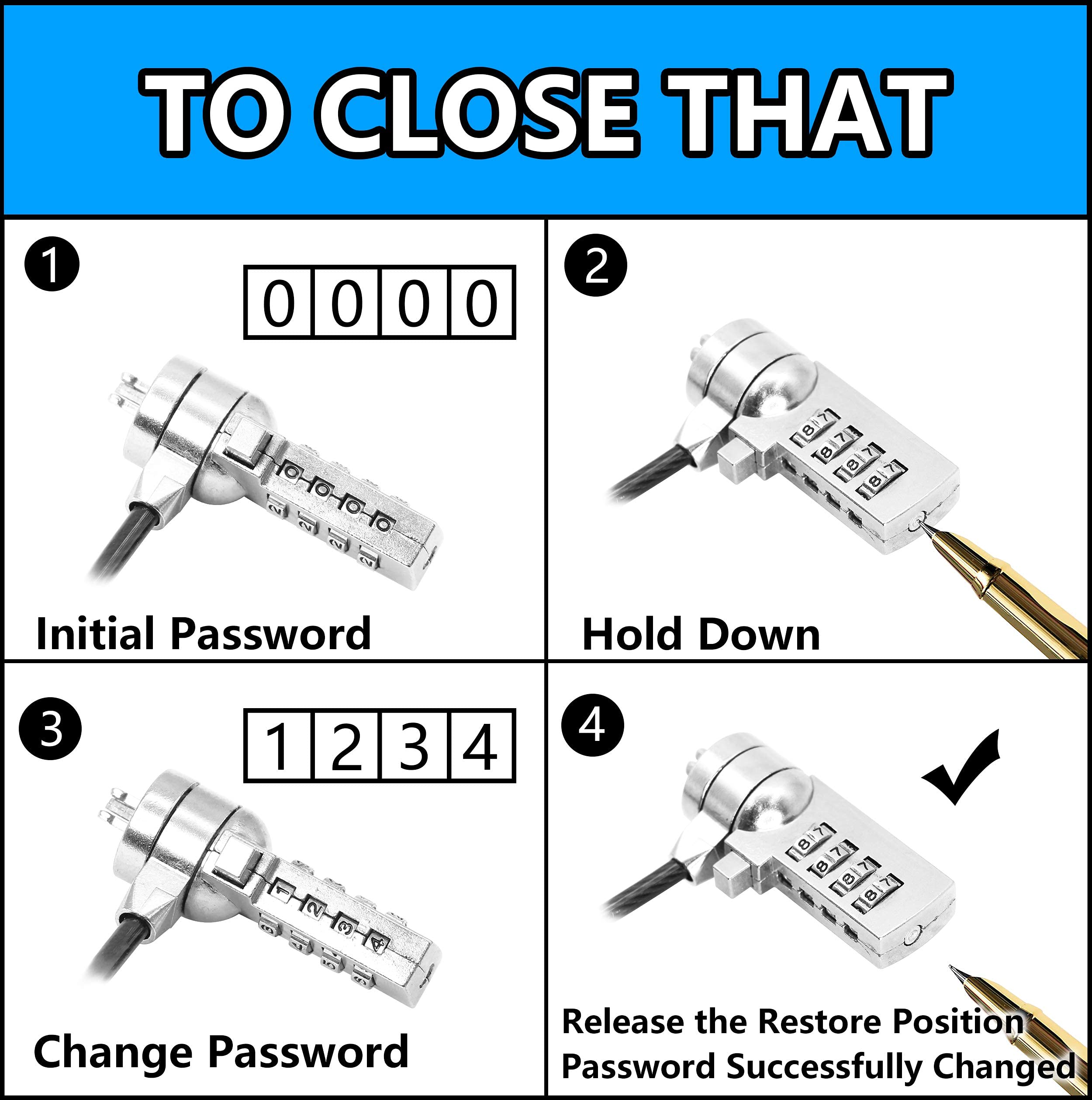 Blocco Sicurezza Per Computer Portatile 1.8m - Antifurto Con Codice 4 Ruote - Foto 4