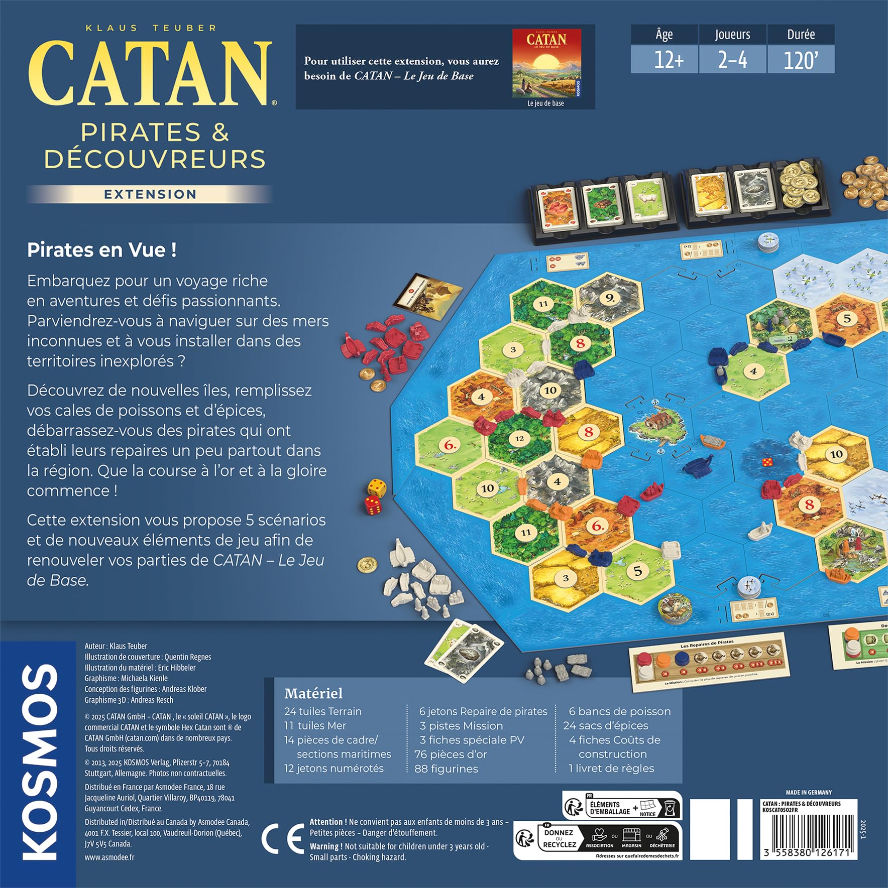 Asmodee - Catan : Pirates & Découvreurs - Kosmos - Jeu de Société | Extension stratégique Refresh 2025 - Dès 12 Ans - 2 à 4 Joueurs - Version Française