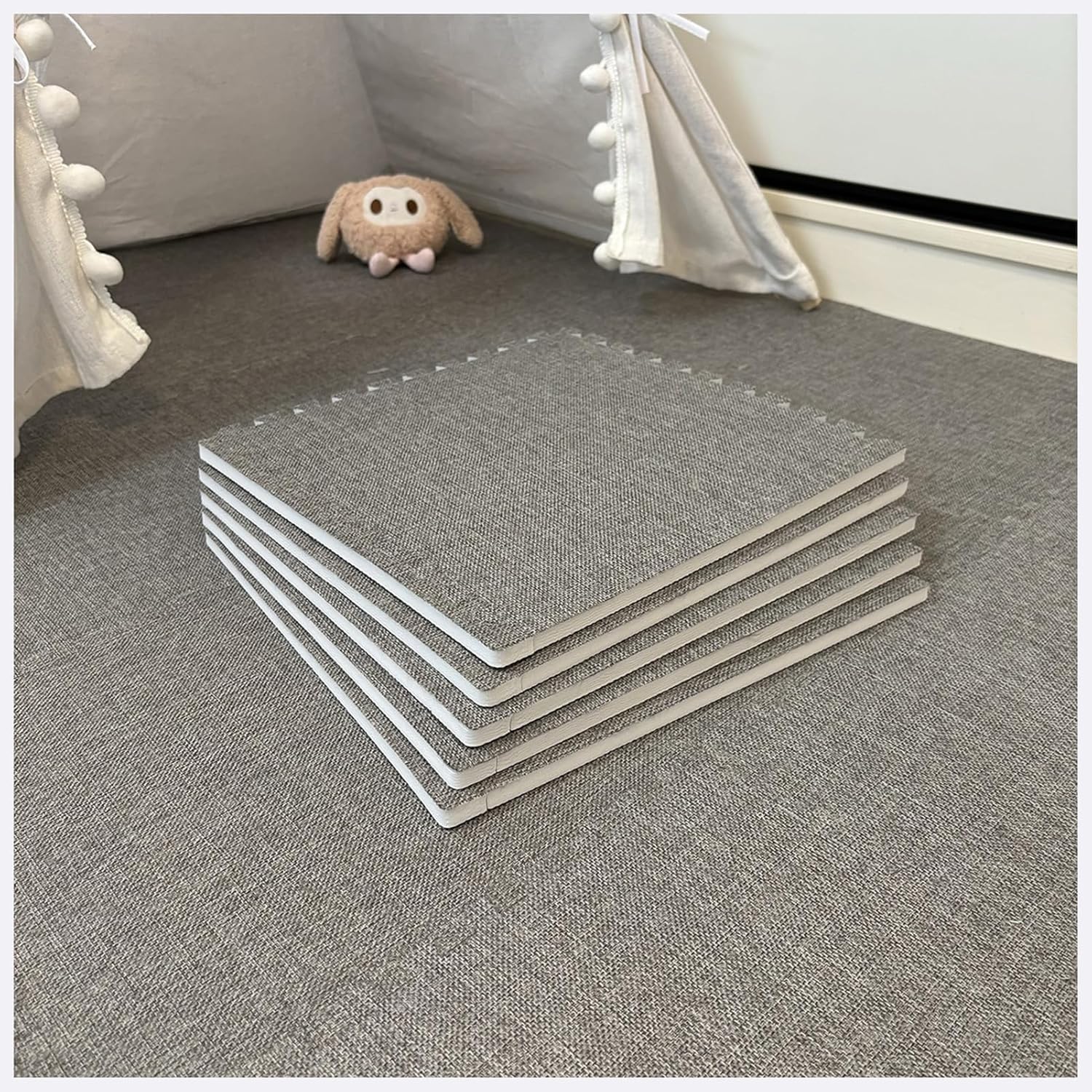 LoiYtrd 10pcs 30x30x1cm Thickened Square Foam Floor Mat Interlocking Puzzle Floor Rugs Breathable Carpet Tiles Play Mat(Dark Gray)