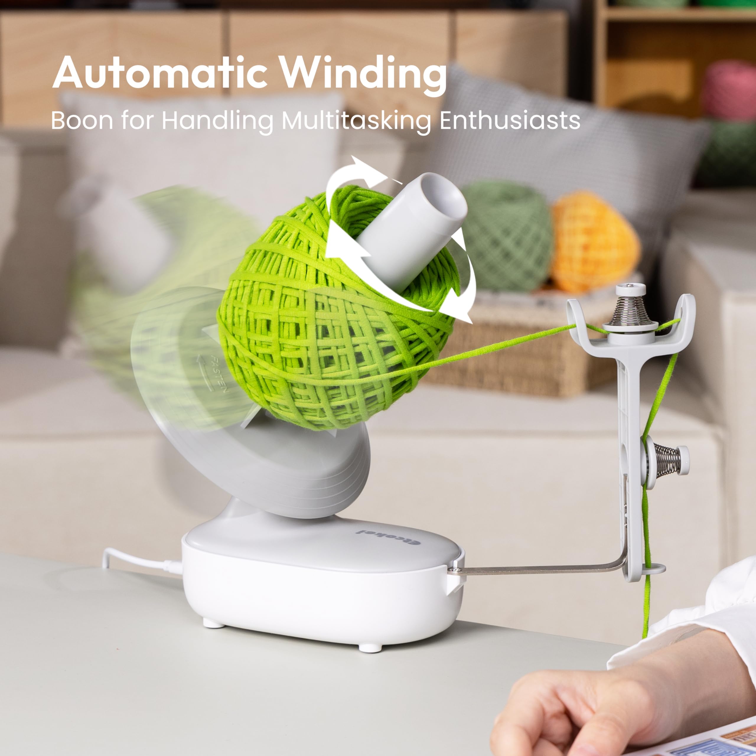 Envolvedor de Hilo Eléctrico para Tejer & Crochet - Capacidad Grande 280g, Doble Tensión de Muelle, Velocidad Ajustable - Máquina Envolvedora Automática (Gris)