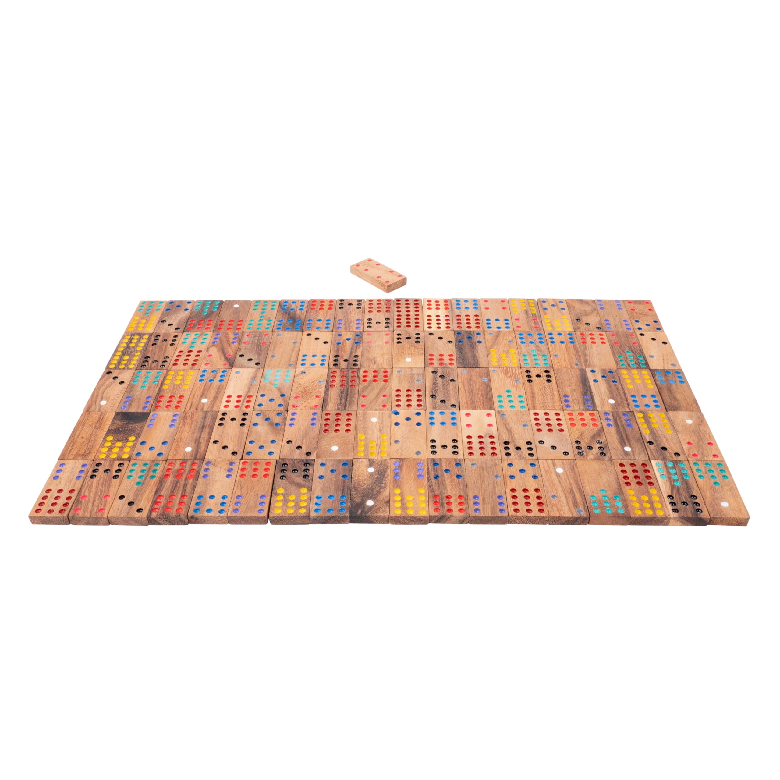 Engelhart Jeu de Domino en Bois Naturel Écologique Double 12 Coffret Inclus pour 2 à 8 Joueurs