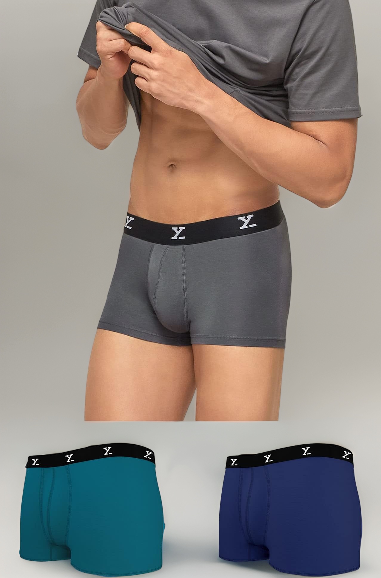 XYXX Men's Ace Modal Antimicrobial Trunks with No Marks Waistband (Pack of 3)