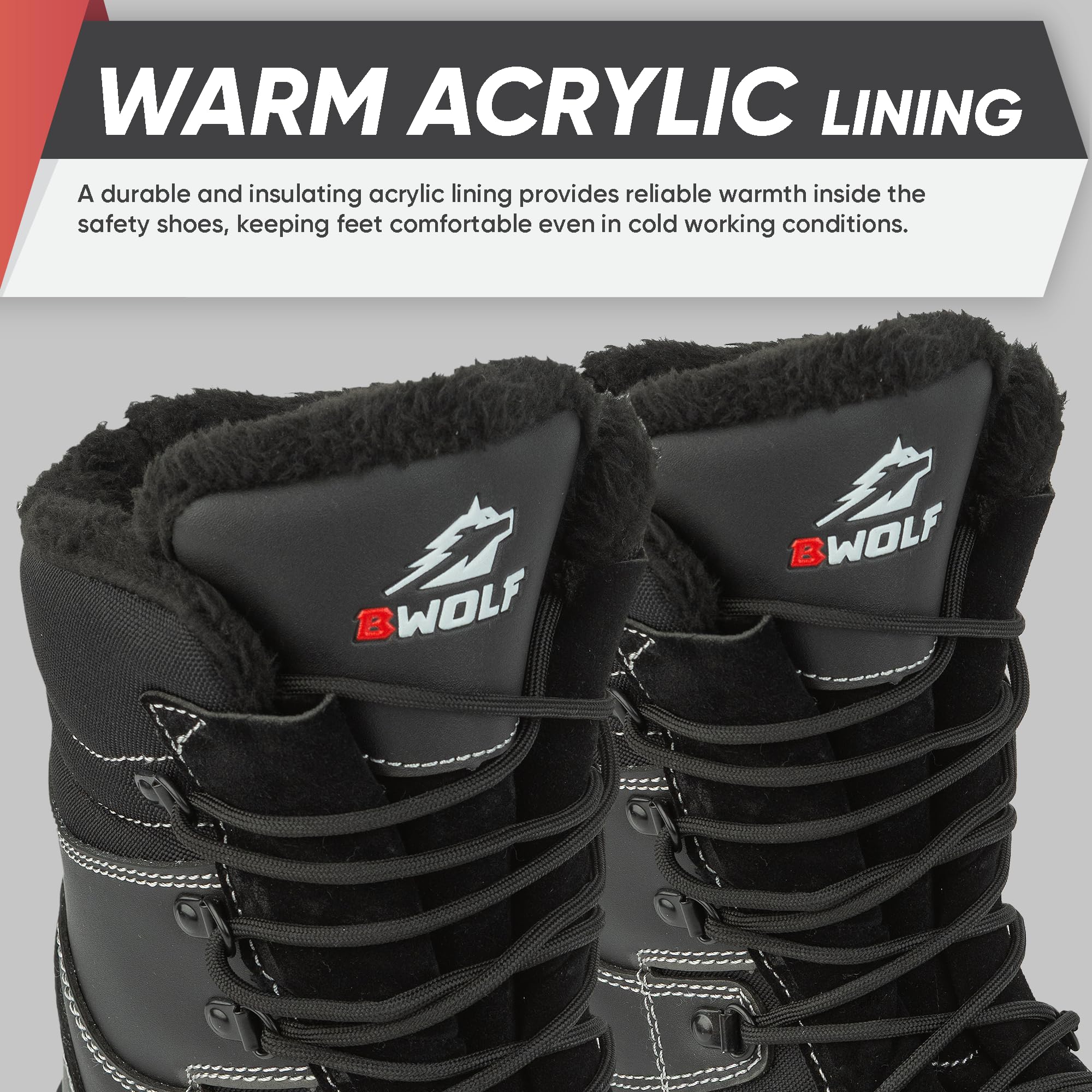 BWOLF GRIZZLY Winter Arbeitsschuhe Herren S3 Winter Sicherheitsschuhe Herren S3, Wasser- und öl-beständig, rutschfest, mit Re-flect-Technologie und ergonomischer Sohle