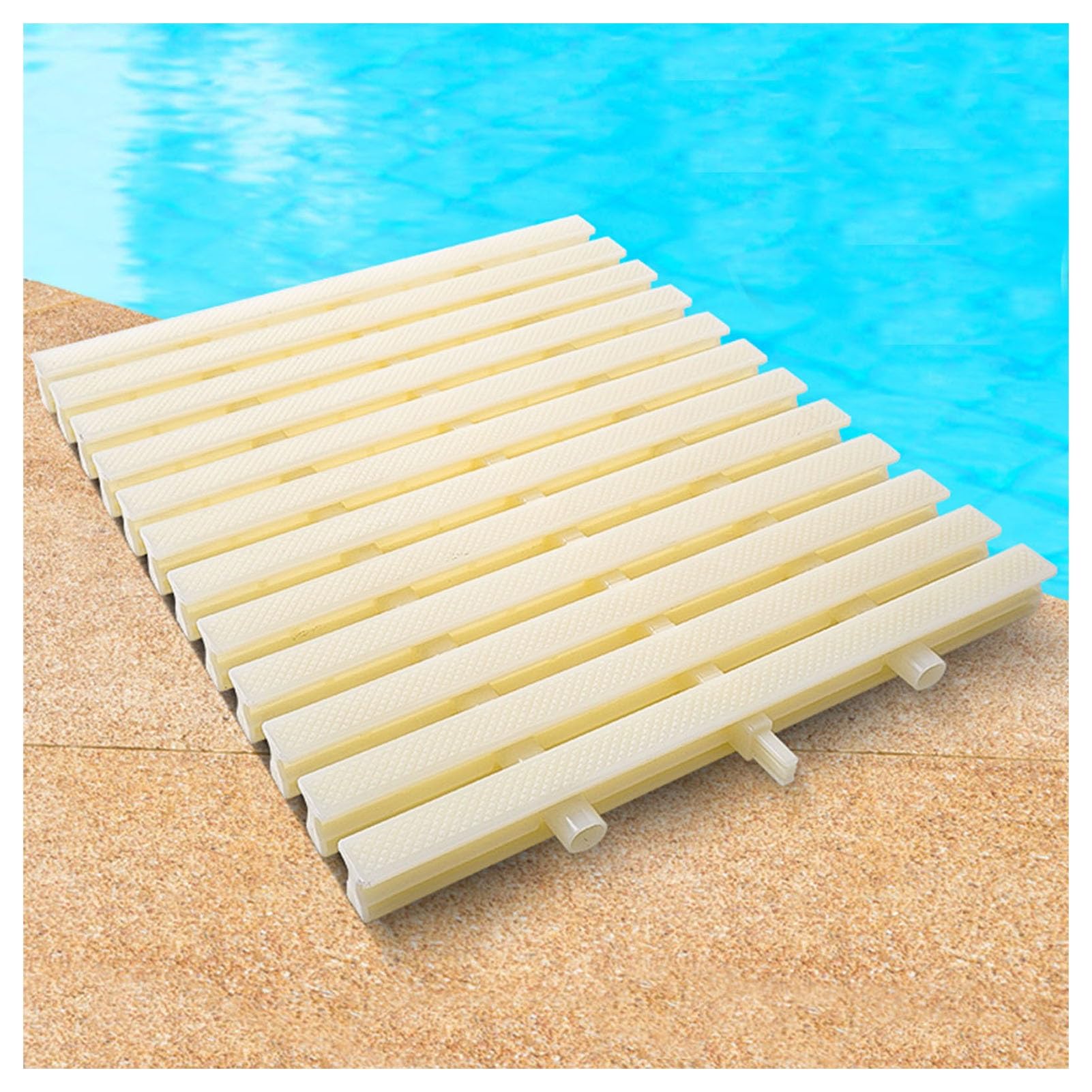 SDCFFC Anti-Skid ABS Swimming Pool Drainage Grating, Splicable Overflow Grates for Outdoor Use on Sidewalks, Farms, and Homes - 25x100CM, 5pcs, Bone Color