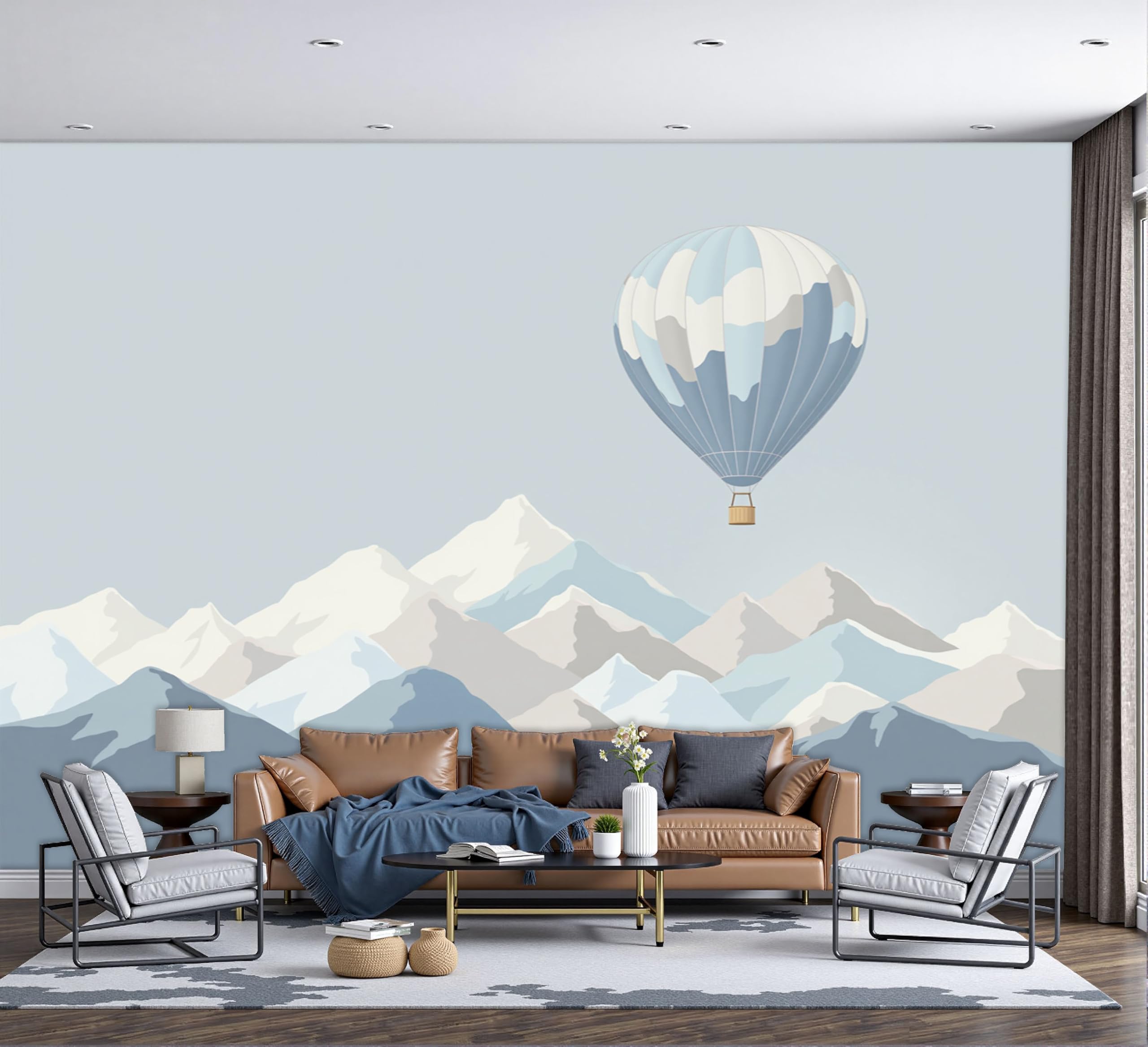Papier peint panoramique en soie illustration 3D de montagnes