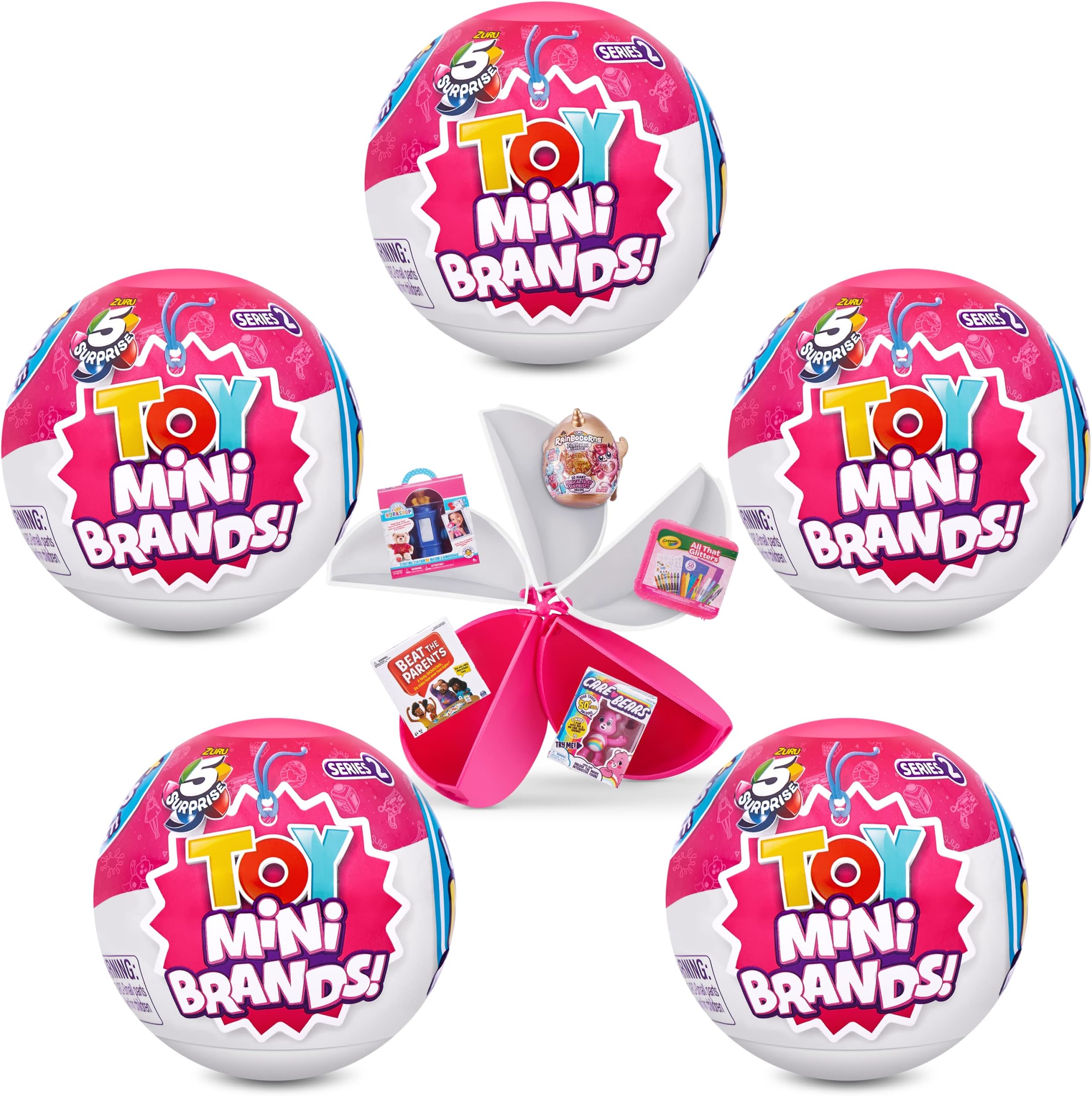 5 Surprise Toy Mini Brands Series 2 Capsule Collectible Toy, Toys Mystery Capsule Real Miniature Brands Collectibles (5 Pack)