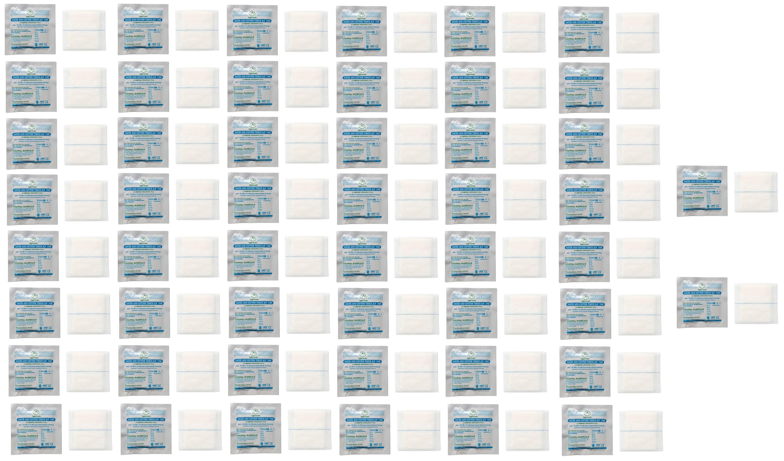 Agarwals Premium Sterile Combine Dressing Surgical Pad 10CM x 10CM (Pack of 50)