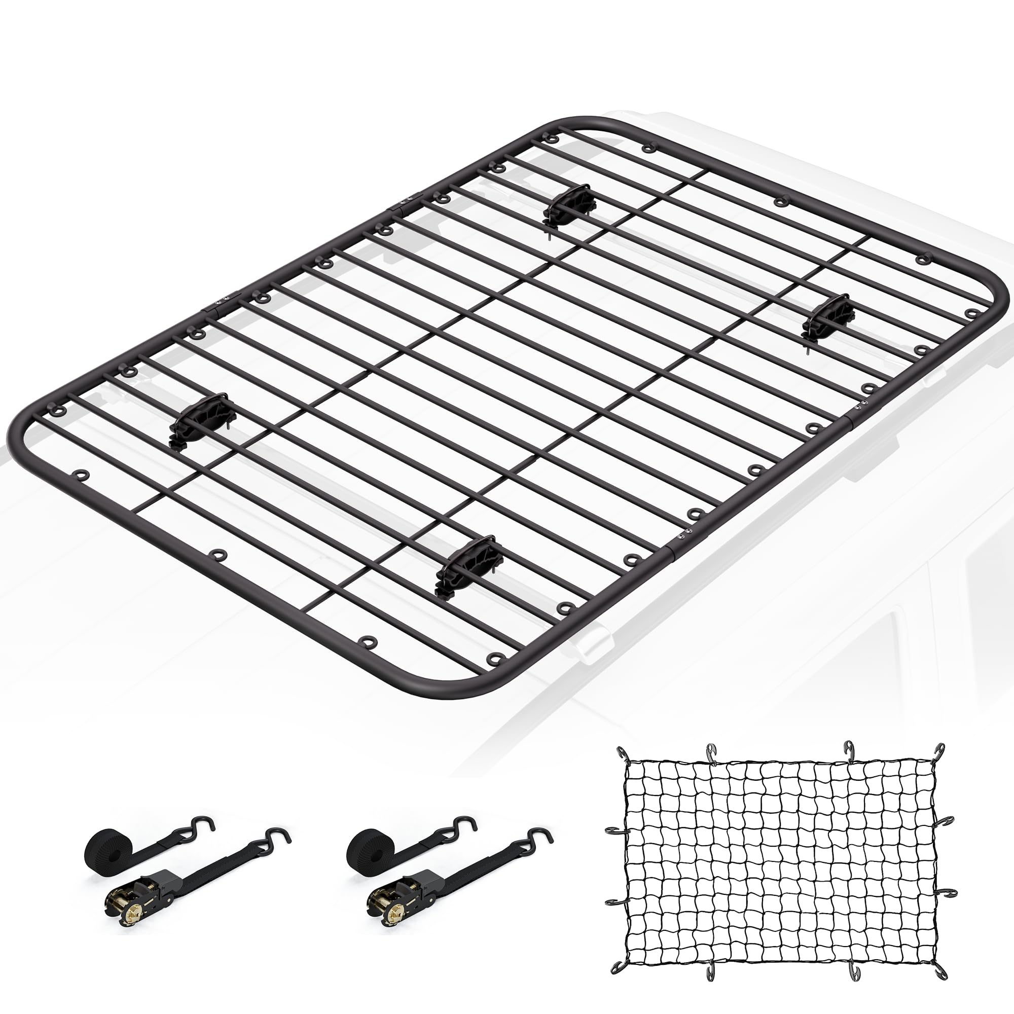 Photo 1 of WILDROAD Car Roof Platform, Universal Roof Flat Rack 90" x 47" x 1.3" Heavy Duty Roof Rack Platform with Super Duty Bungee Cargo Net, Ratchet Straps and Anti-Rust Sealant Fits for SUV Truck Cars