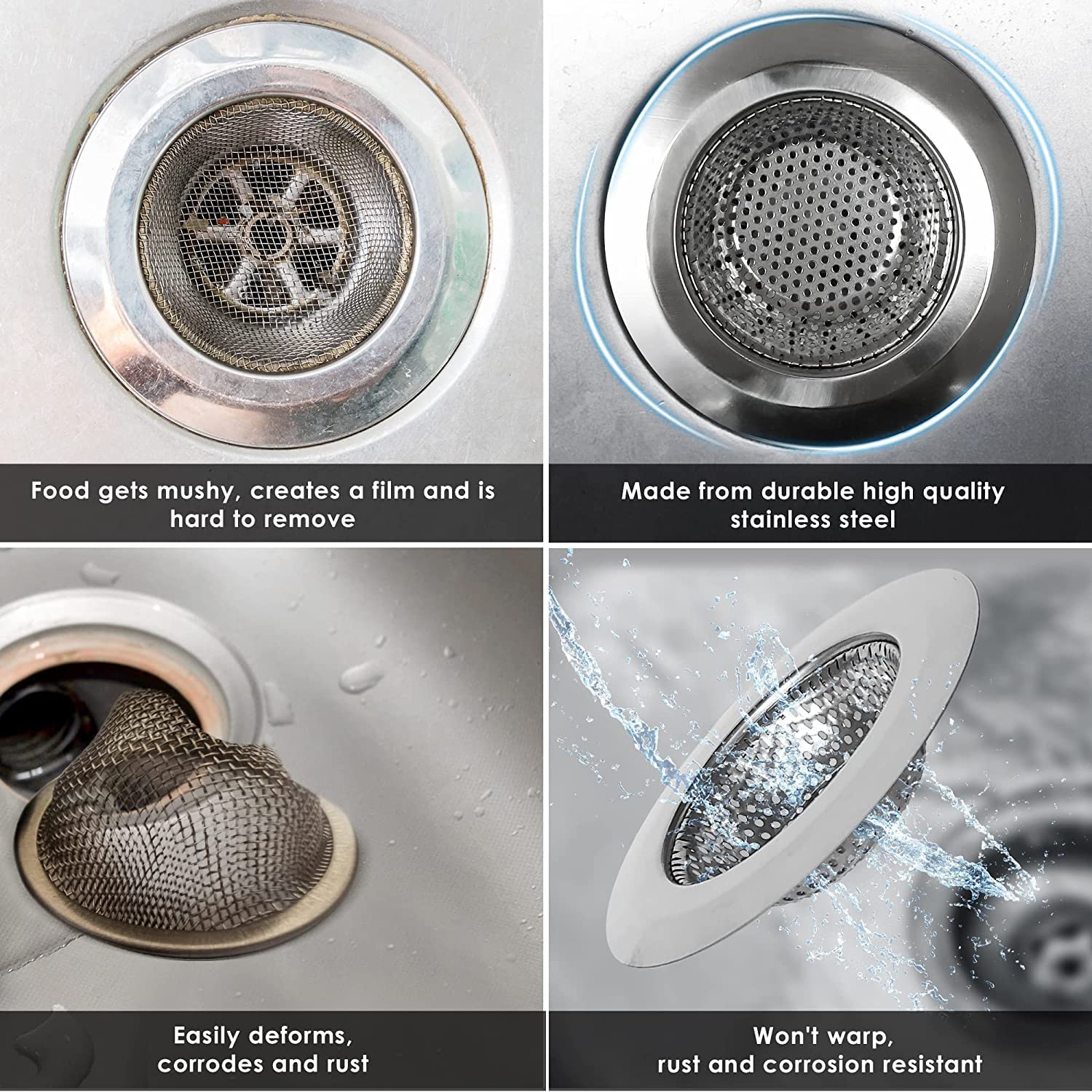 Magic Providers Stainless Steel sieves | Sink Strainer | Kitchen Drain Strainer Basin Basket Filter Stopper Drainer | Jali (11.5cm / Size 3) - Pack of 2 4