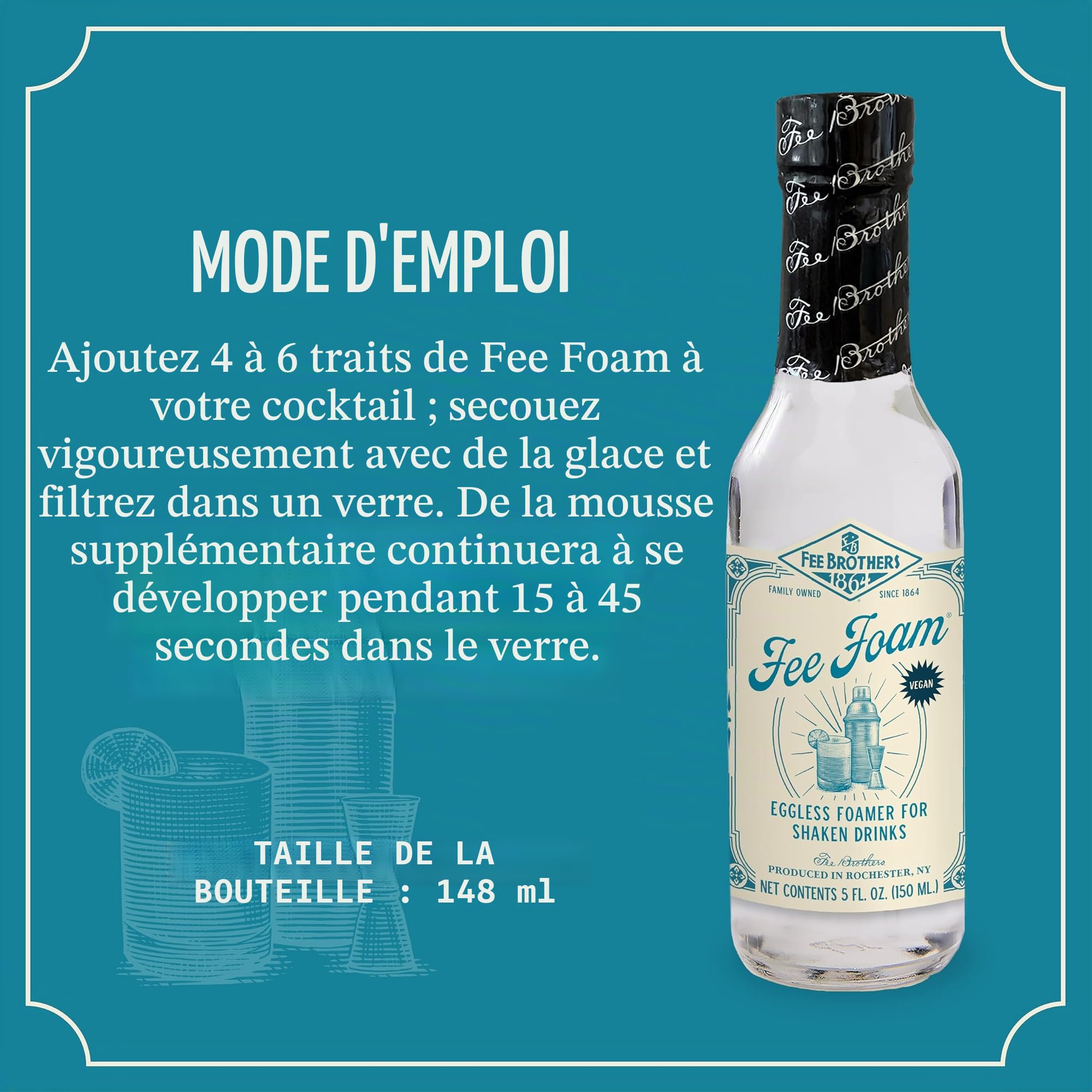Fee Brothers Fee Foam Bouteille en verre 150 ml