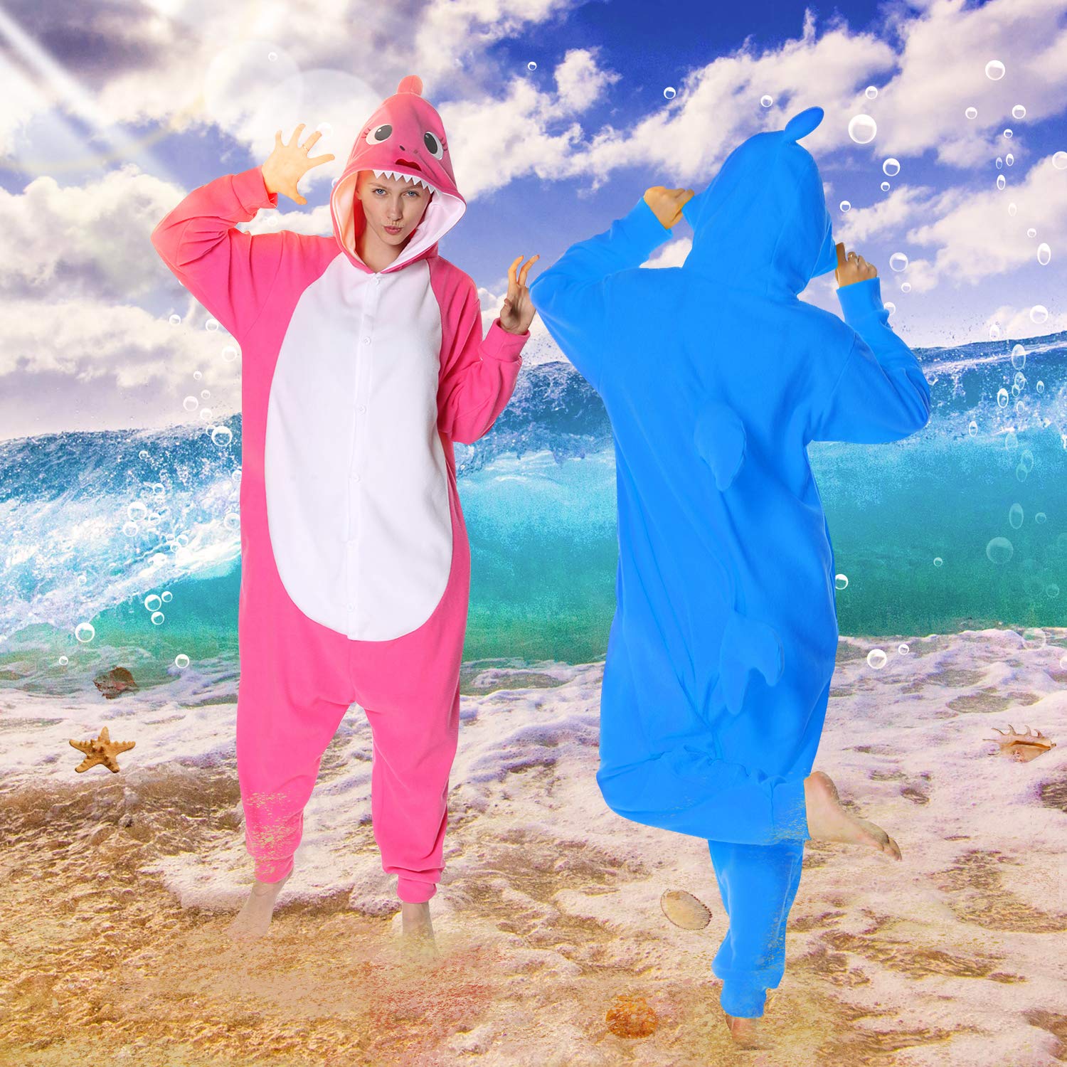 Adulto Tiburón Onesie Pijamas Halloween Animal Cosplay Costume Navidad Jumpsuit Sleepwear para Mujeres Hombres