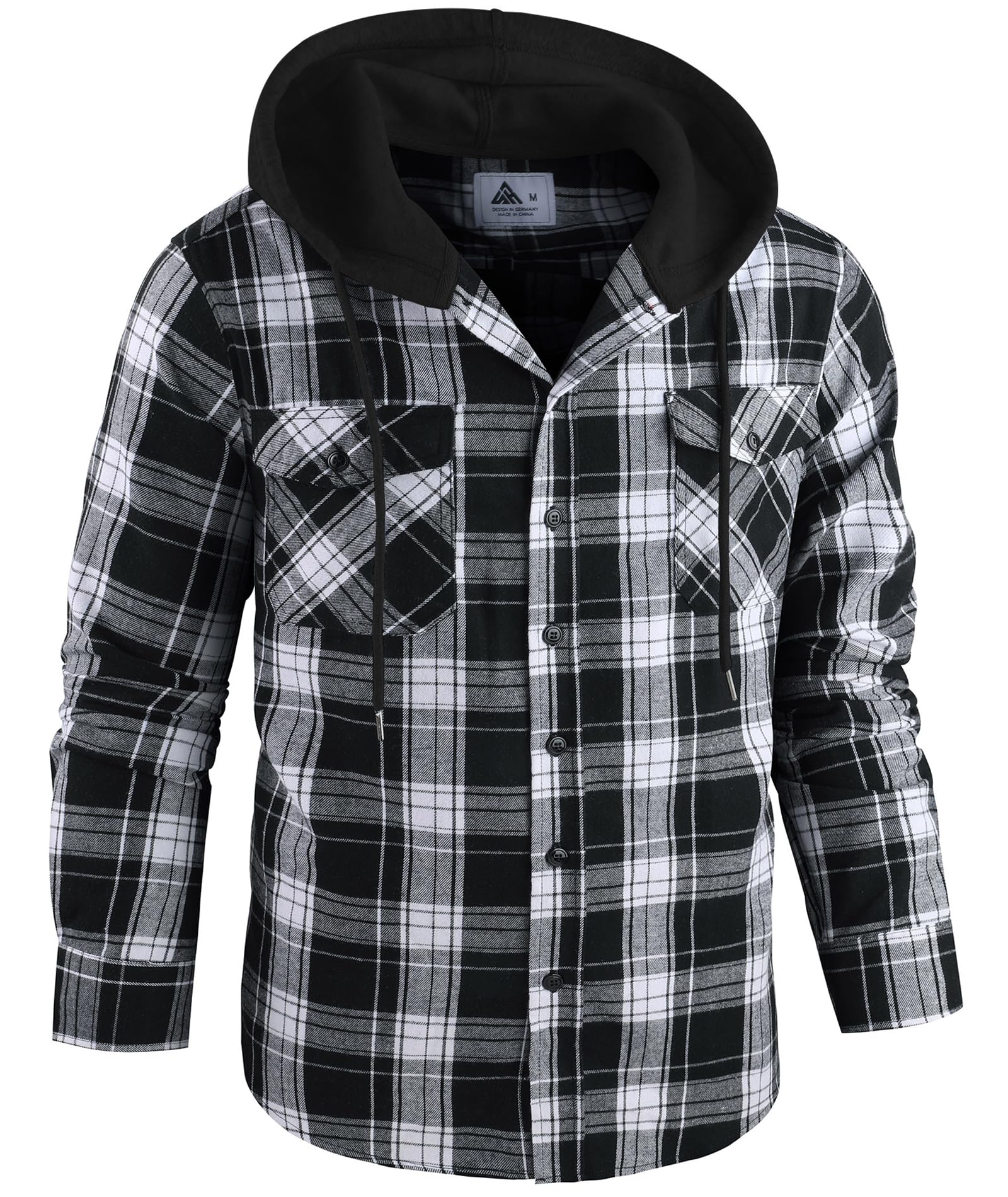 SwissWell Camicia Uomo Flanella Felpe Uomo Camicia a Quadri Manica Lunga Casual Camicia con Cappuccio M-3XL