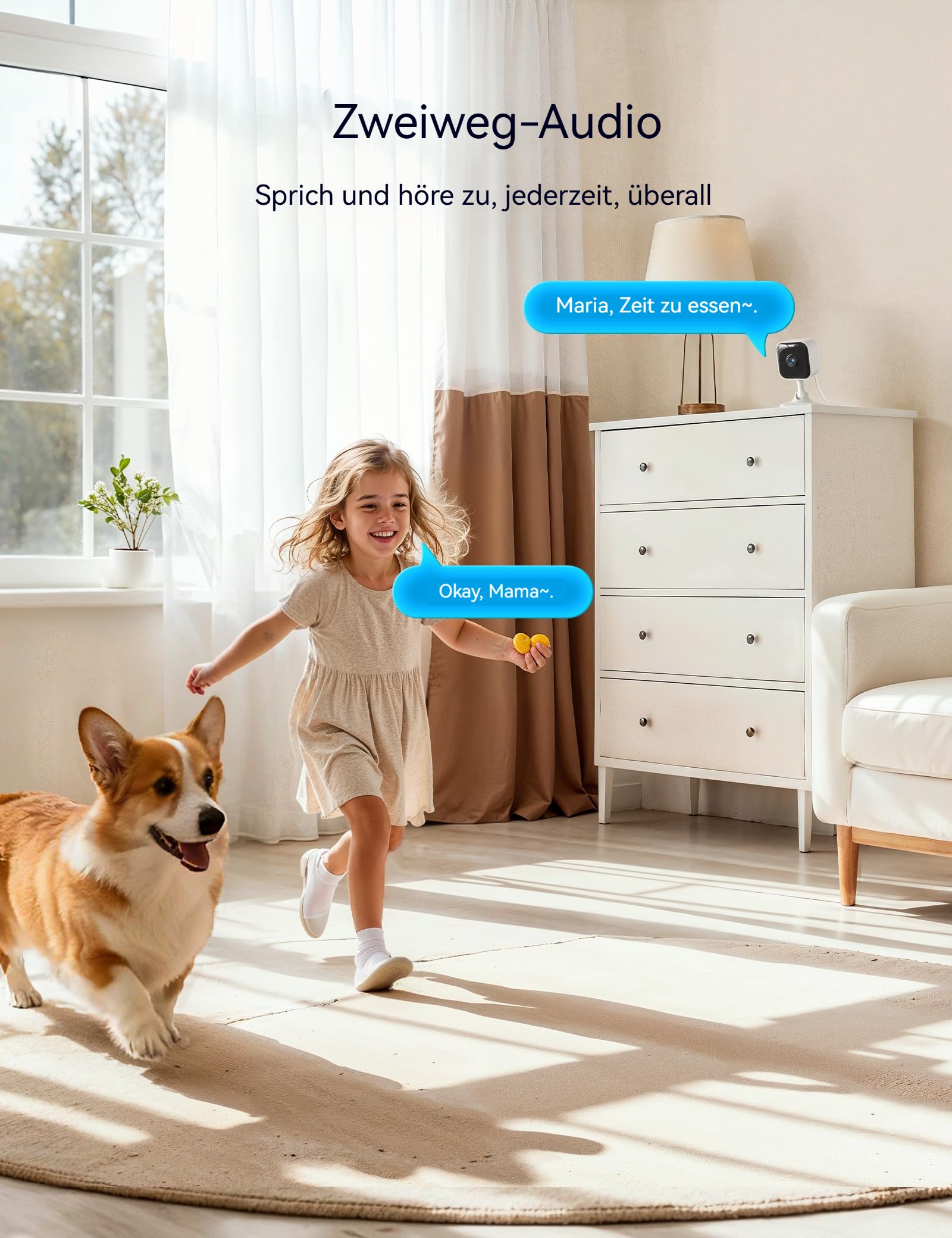 GNCC 2K 3MP Telecamera WiFi Interno con Visione Notturna 2.4/5GHz, Kit 4 | Baby Monitoring, Rilevamento Movimento, Audio Bidirezionale, Controllo App, Storage SD e Cloud