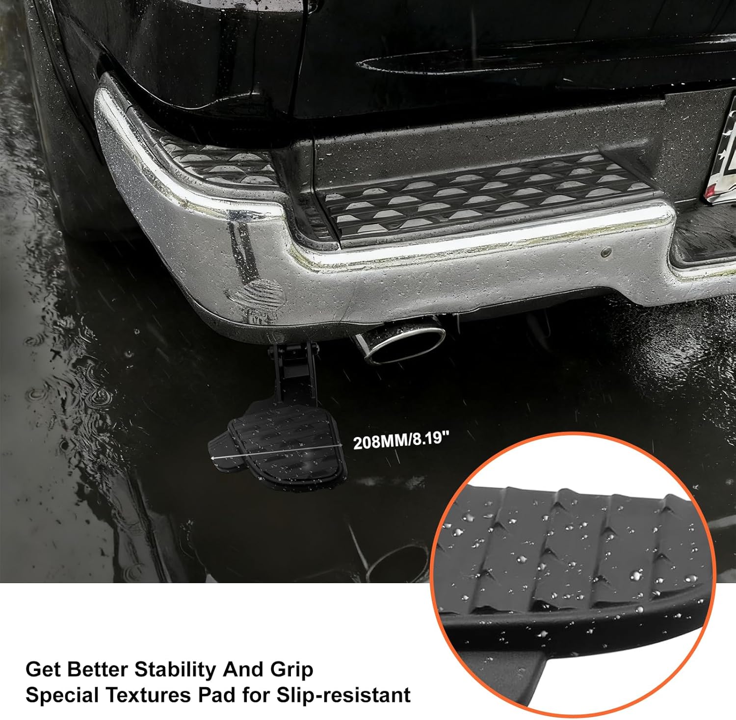 Retractable Bed Step for 2019-2024 Ram 1500 DT Rear Bed Step with Left Side Rear Bumper Step Direct Replacement for OEM # 82215289AG, 82215289AF, 82215289AH Easy Access Truck Bed Assist Step