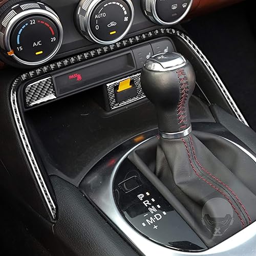 Vista 16 de RRX Calcomanía de fibra de carbono real para consola central de automóvil, carga USB, panel de toma de corriente, marco de almacenamiento central