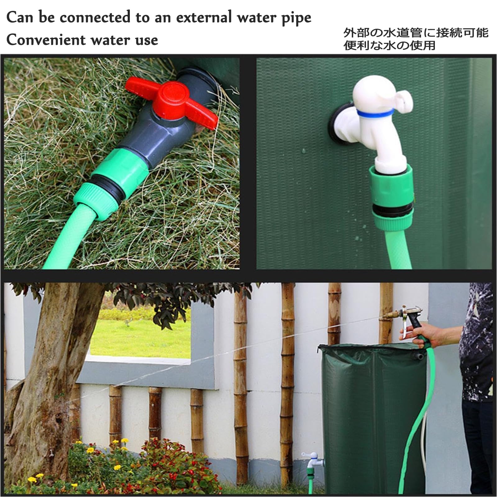 Serbatoio Portatile per Acqua piovana da 1000 Litri, Raccoglitore d'Acqua in Tessuto antistrappo, Soluzione per Lo stoccaggio dell'Acqua per Giardini, Campeggio e Uso all'aperto (v