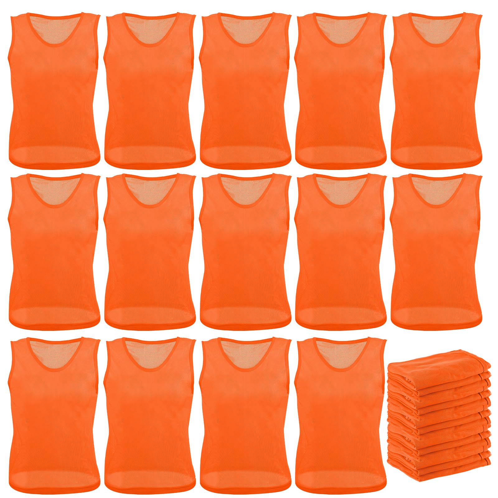 Newcotte24 Pcs Pinnies Scrimmage Vests Team Practice Jersey Nylon Mesh Pennies for Soccer Basketball Sports