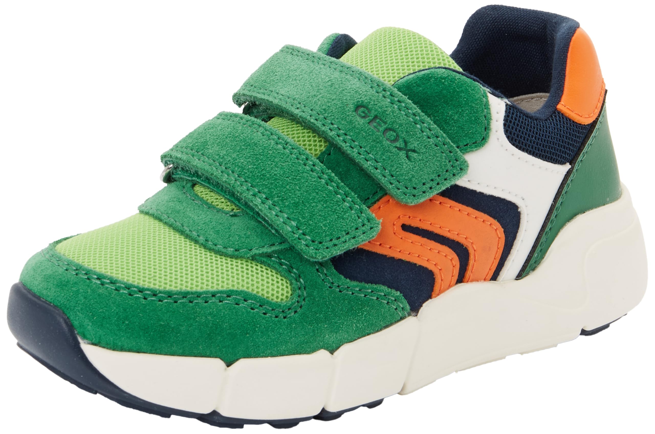 Geox B Flexyper Mini Boy Trainers, Green/Orange, 26 EU