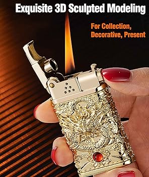 Windproof Carving Dragon Lighter Gold (Fuel not Include