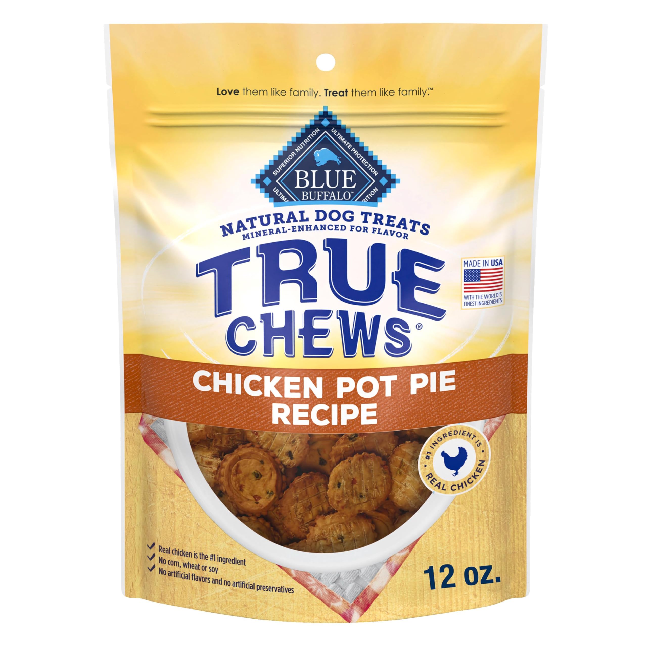 Blue Buffalo True Chews Dog Treats Made in the USA with Natural Ingredients Chicken Pot Pie