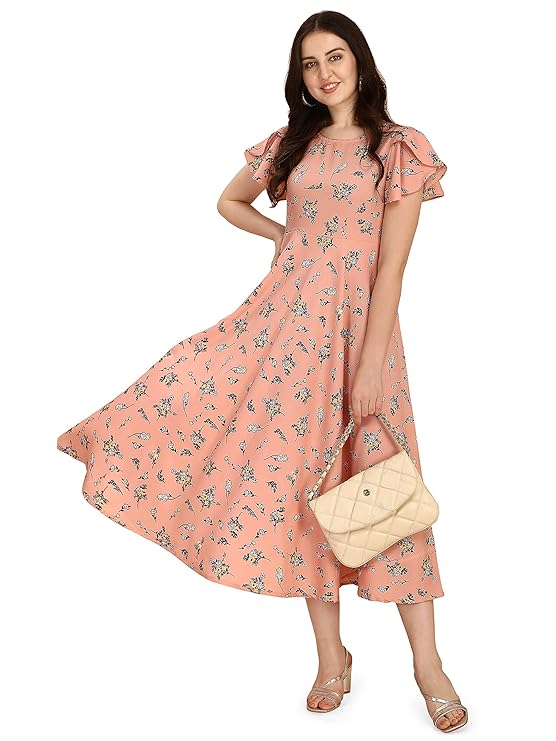 OOMPH! Dress for Women Stylish | One Piece for Women Long | Trendy Long One Piece Summer Outfit | Lightweight Flared Maxi Dress for Casual & Holiday Wear – Blush Pink 4