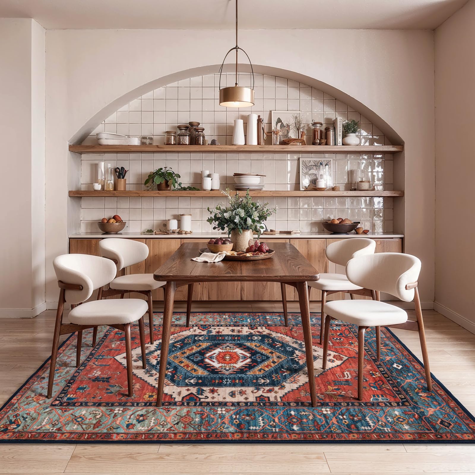 SERISSA Boho Area Rug, 5x7 Washable NonSlip Living Room Rugs Large
