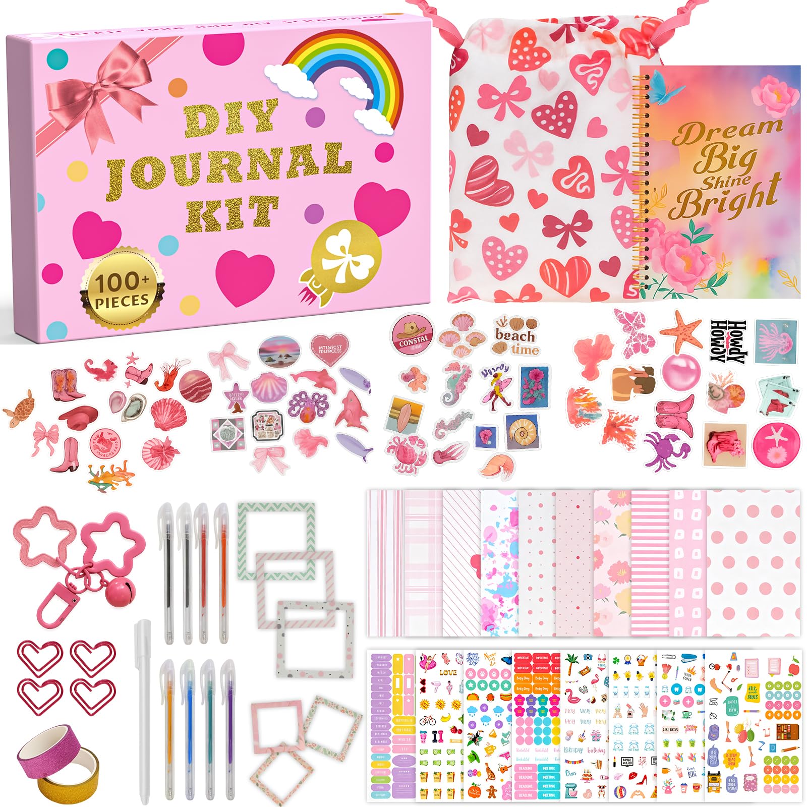 Zestaw do samodzielnego wykonania dziennika dla dziewczynek w wieku 8-14 lat, zestaw do rękodzieła dla nastolatek, pamiętnik, notatnik, scrapbooking, artykuły pa, pomysł na prezent urodzinowy
