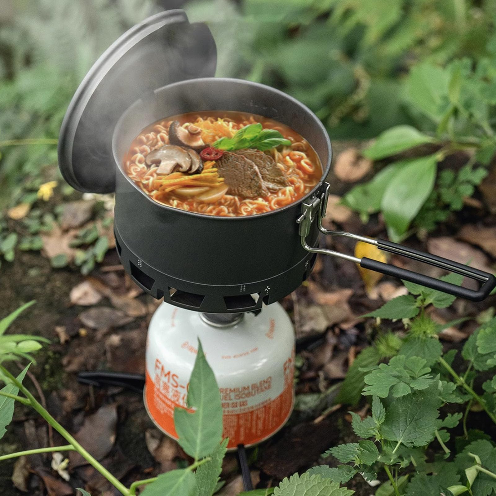 Ollas de cocina de intercambio de calor para camping con base resistente al viento, estufa de mochilero para mochileros al aire libre, senderismo, resistente al viento, intercambio de calor, repuesto