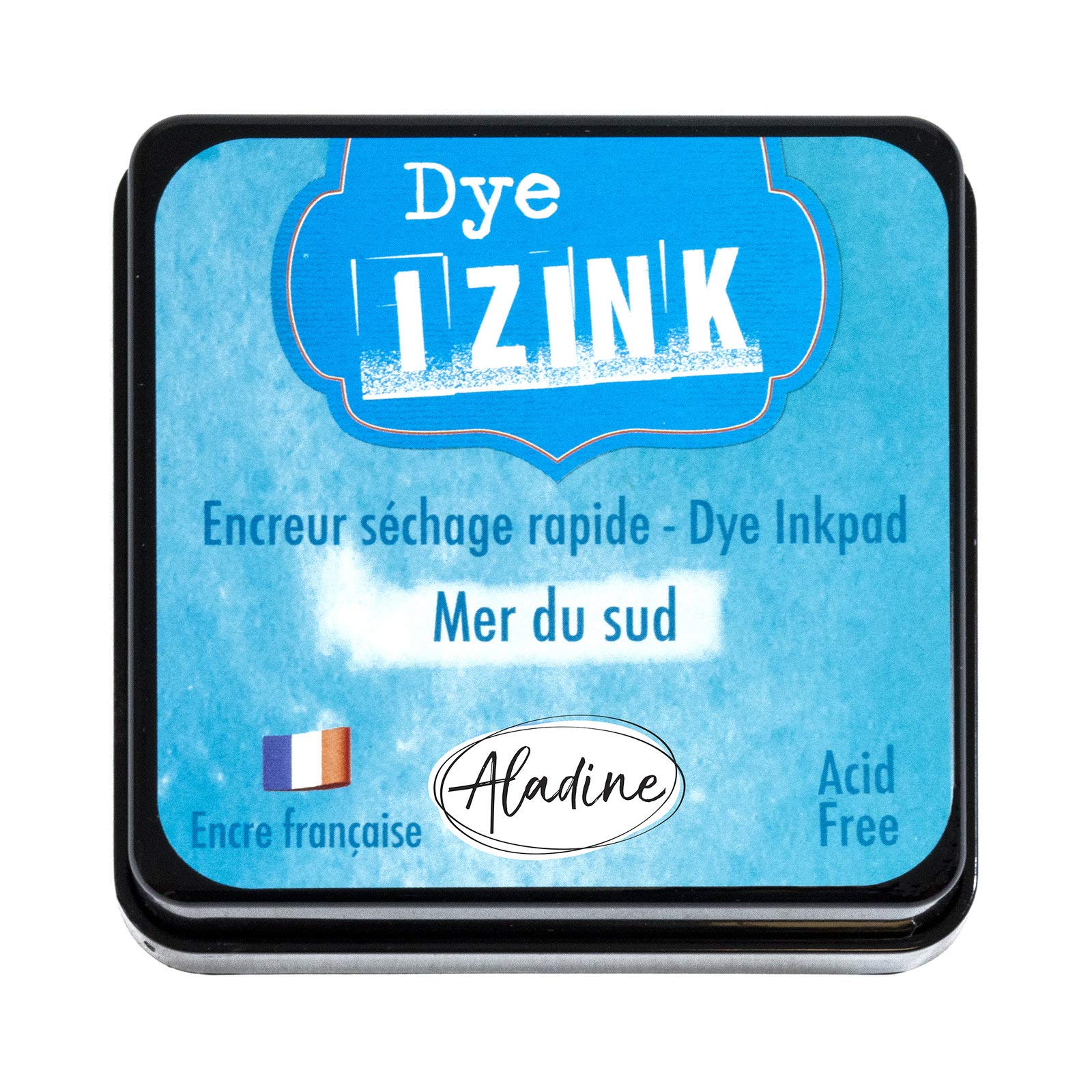Aladine - Izink Dye South Sea Inker - Quick Dry Inker for Pads and Stencils - Scrapbooking and Creative Cartery - French Ink - Size M - 5 x 5 cm - Light Blue Color