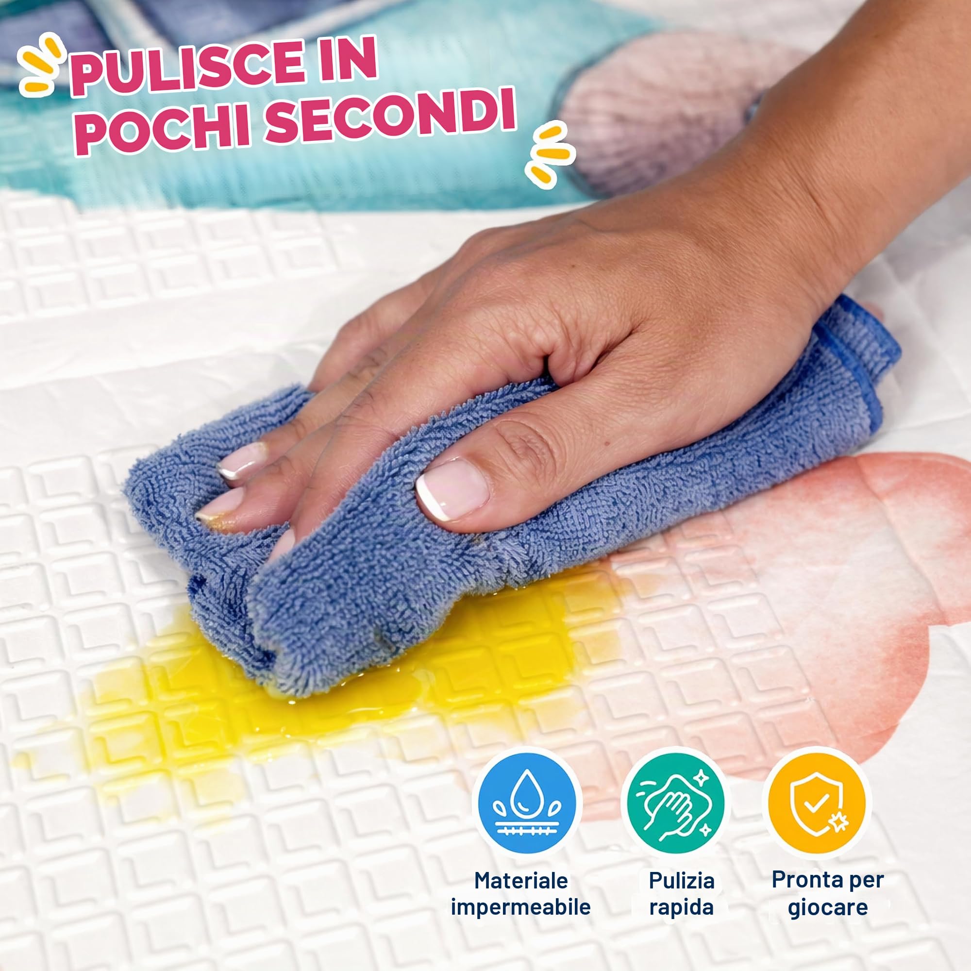 Tappeto Gioco per Bambini Pieghevole e Reversibile | Grande e Sicuro 178x196 cm XPE Non Tossico Certificato CE/ASTM | Educativo Evolutivo Decorativo Facile da Pulire