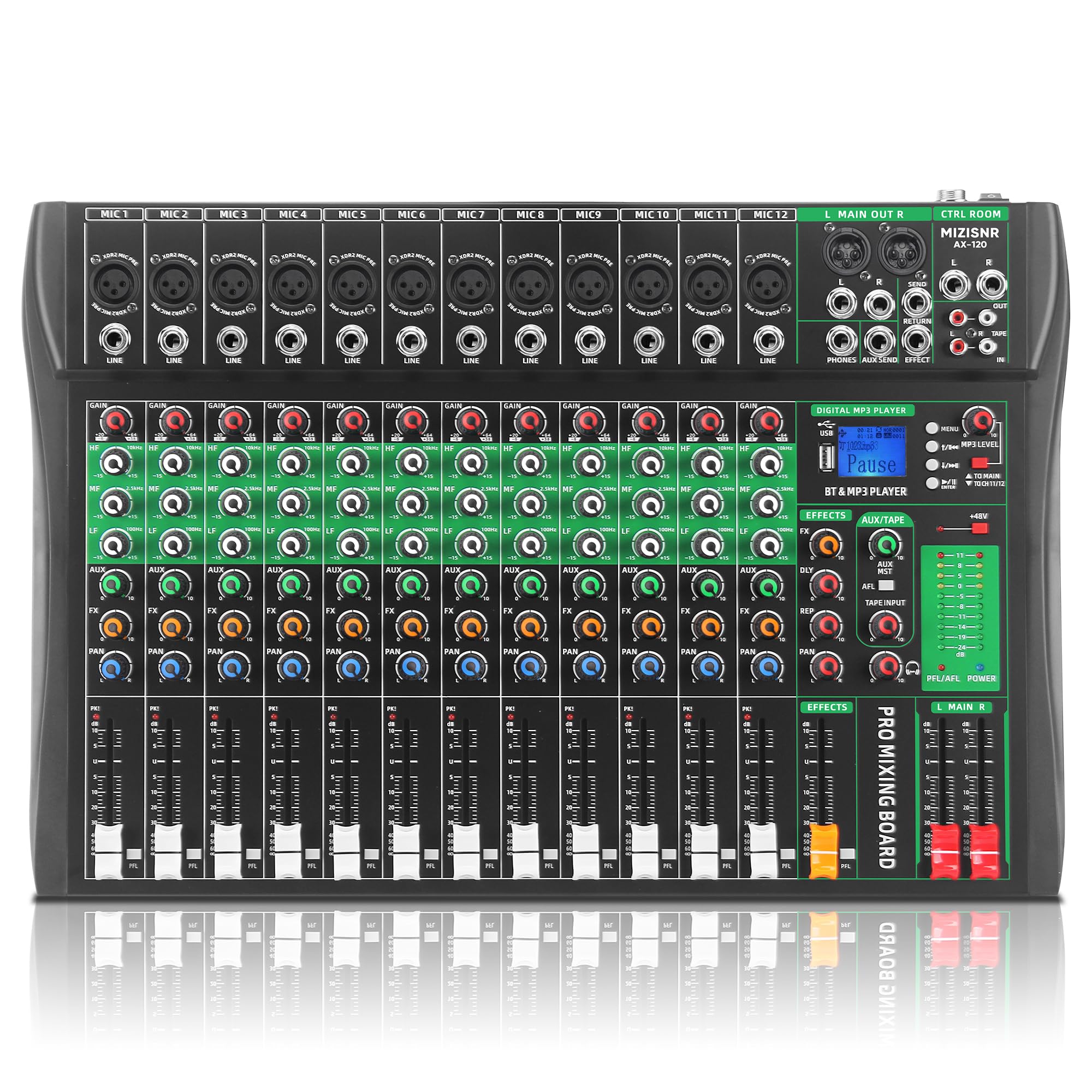 Amazon.com: MIZISNR 12 Channel Audio Mixer, Professional DJ Mixer