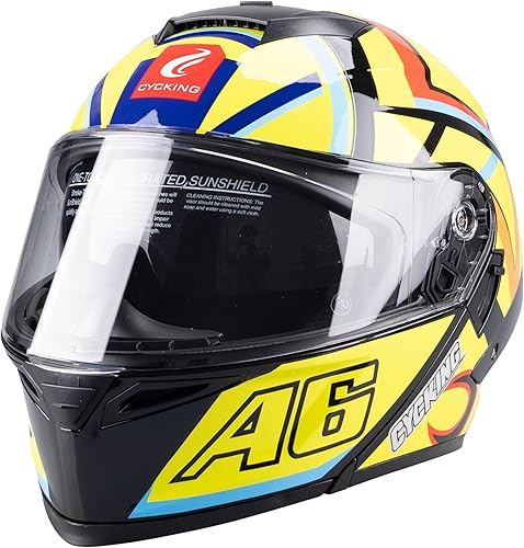 Miniatura 9 de Motorcycle Full Face Helmet Dual Visor Helmets for Adult Men and Women with Smoked Sunshield DOT Approved Quick Release Buckle Four Season Removable