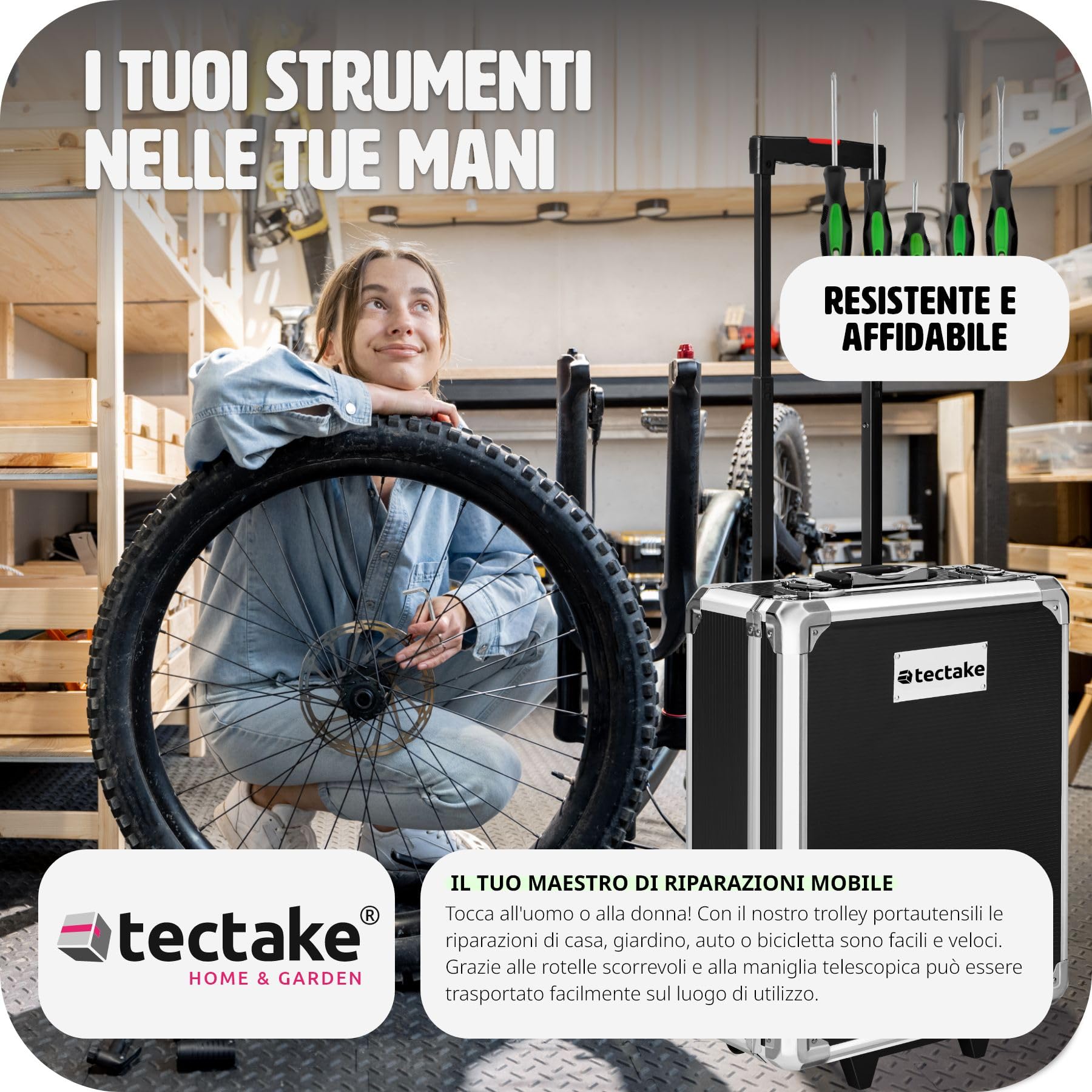 tectake® 1200 Set di Attrezzi Trolley, Valigia Alluminio, Porta utensili, Portautensili, Cassetta, Valigetta da Lavoro, Attrezzi da Lavoro, Trolley Porta Attrezzo